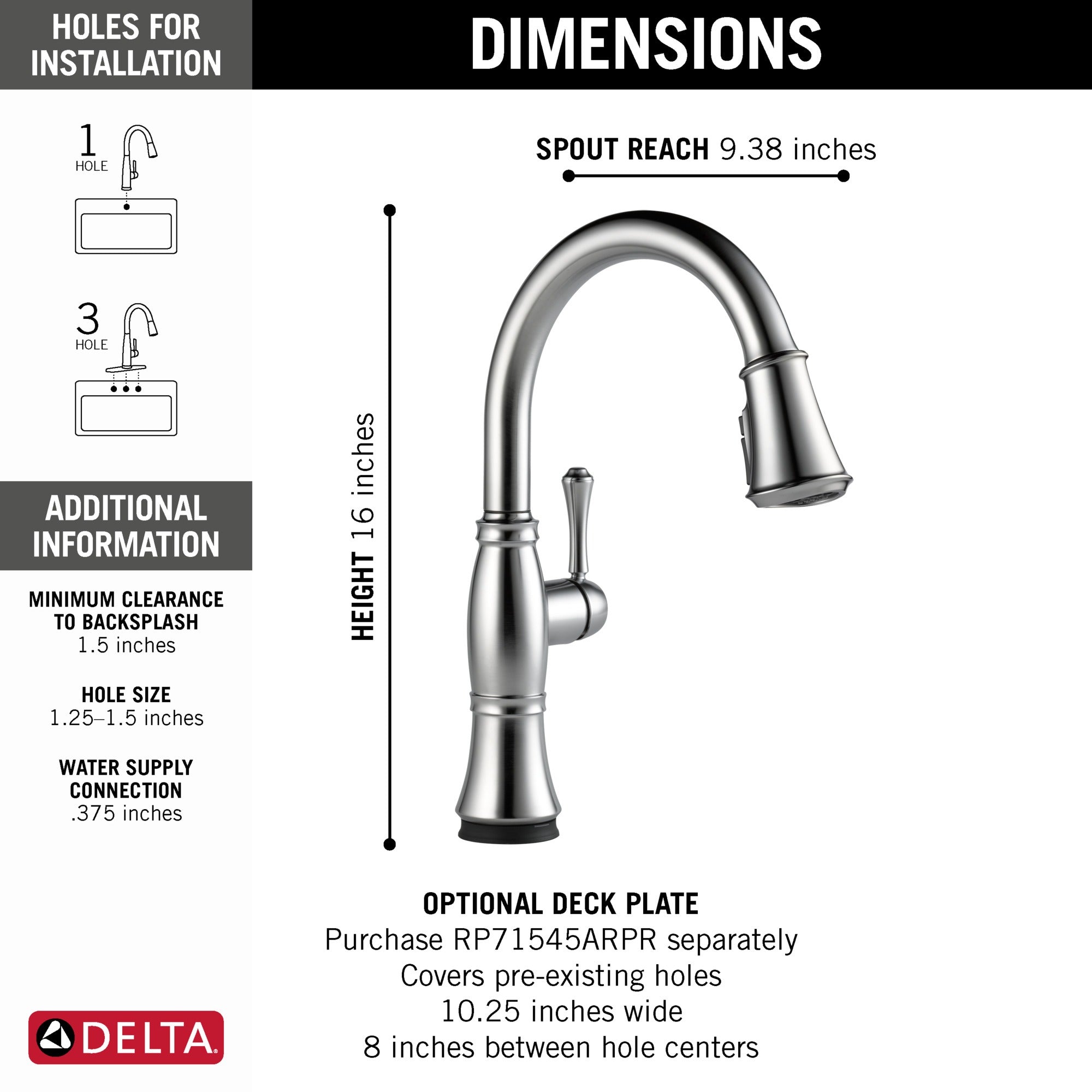 Delta Cassidy® Single Handle Pull-Down Kitchen Faucet with Touch<sub>2</sub>O® and ShieldSpray® Technologies