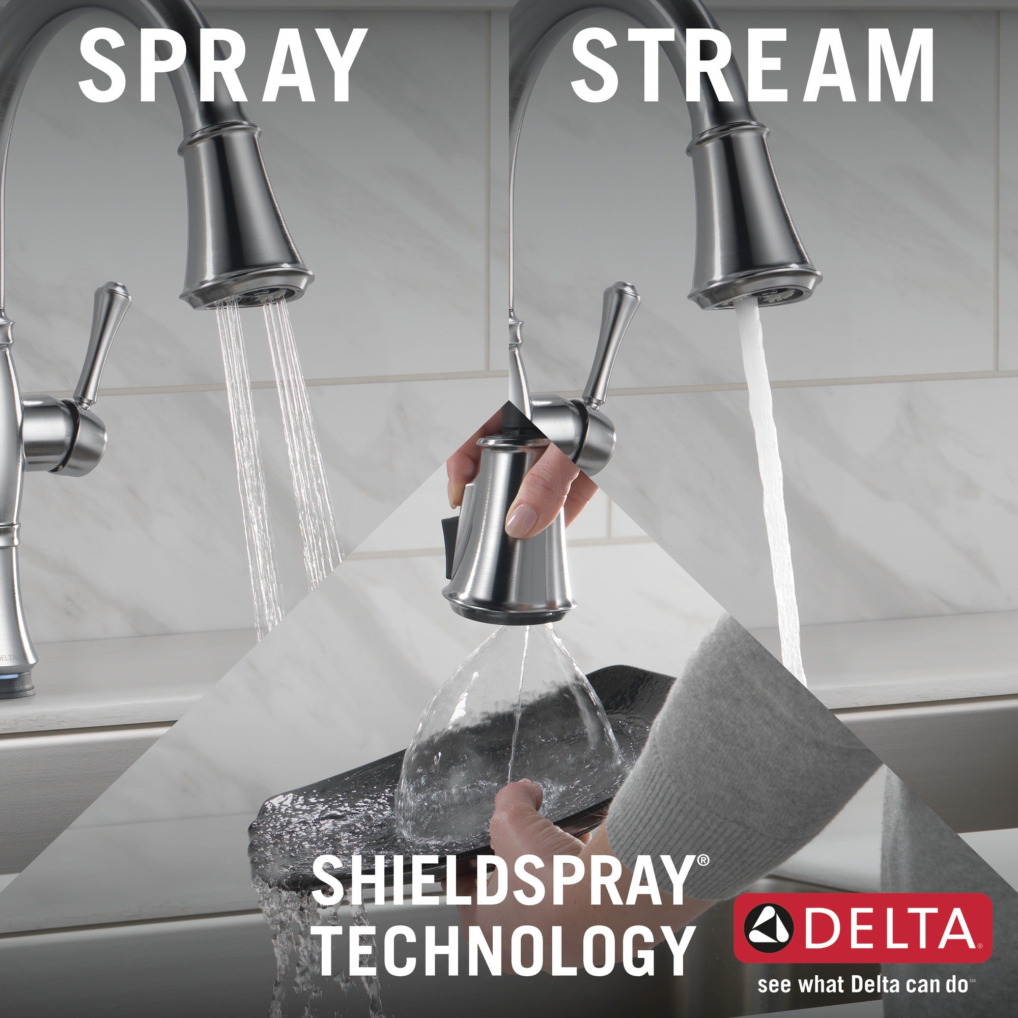 Delta Cassidy® Single Handle Pull-Down Kitchen Faucet with Touch<sub>2</sub>O® and ShieldSpray® Technologies