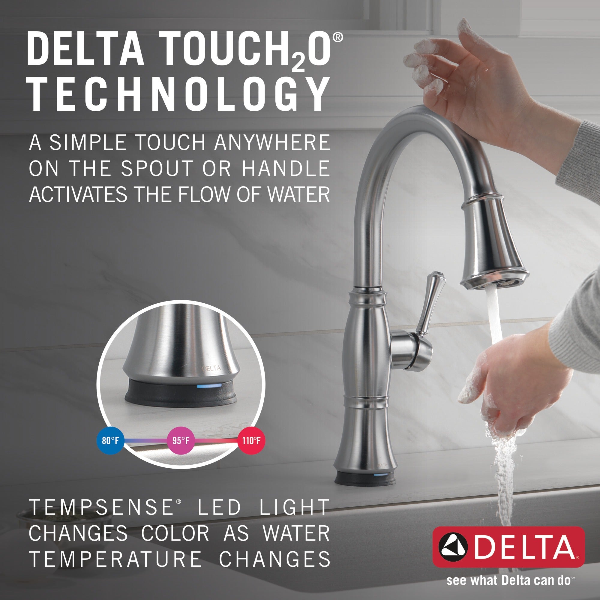 Delta Cassidy® Single Handle Pull-Down Kitchen Faucet with Touch<sub>2</sub>O® and ShieldSpray® Technologies