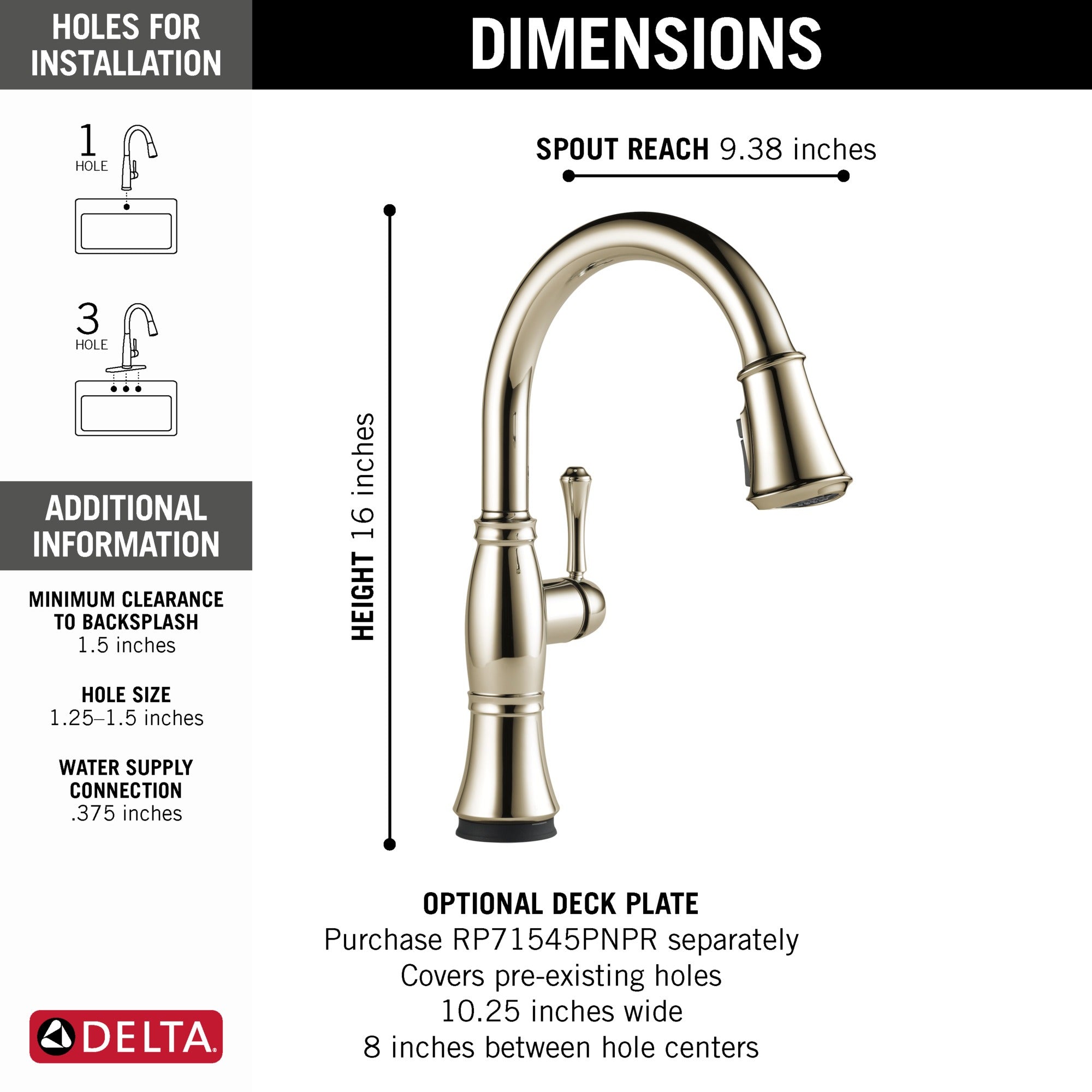 Delta Cassidy® Single Handle Pull-Down Kitchen Faucet with Touch<sub>2</sub>O® and ShieldSpray® Technologies