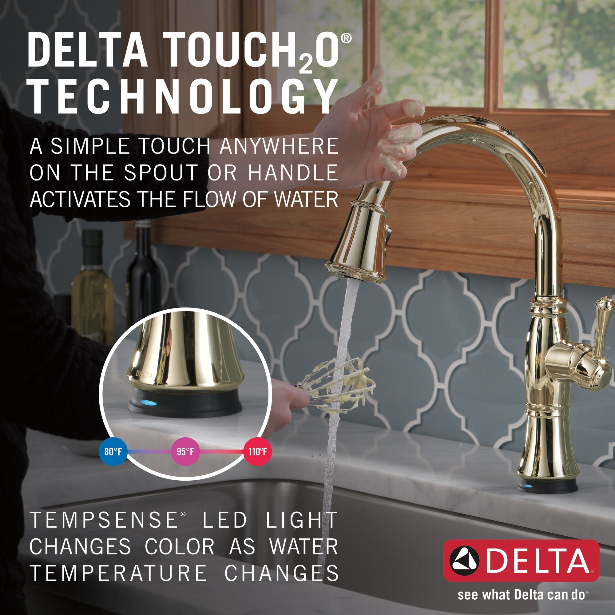 Delta Cassidy® Single Handle Pull-Down Kitchen Faucet with Touch<sub>2</sub>O® and ShieldSpray® Technologies