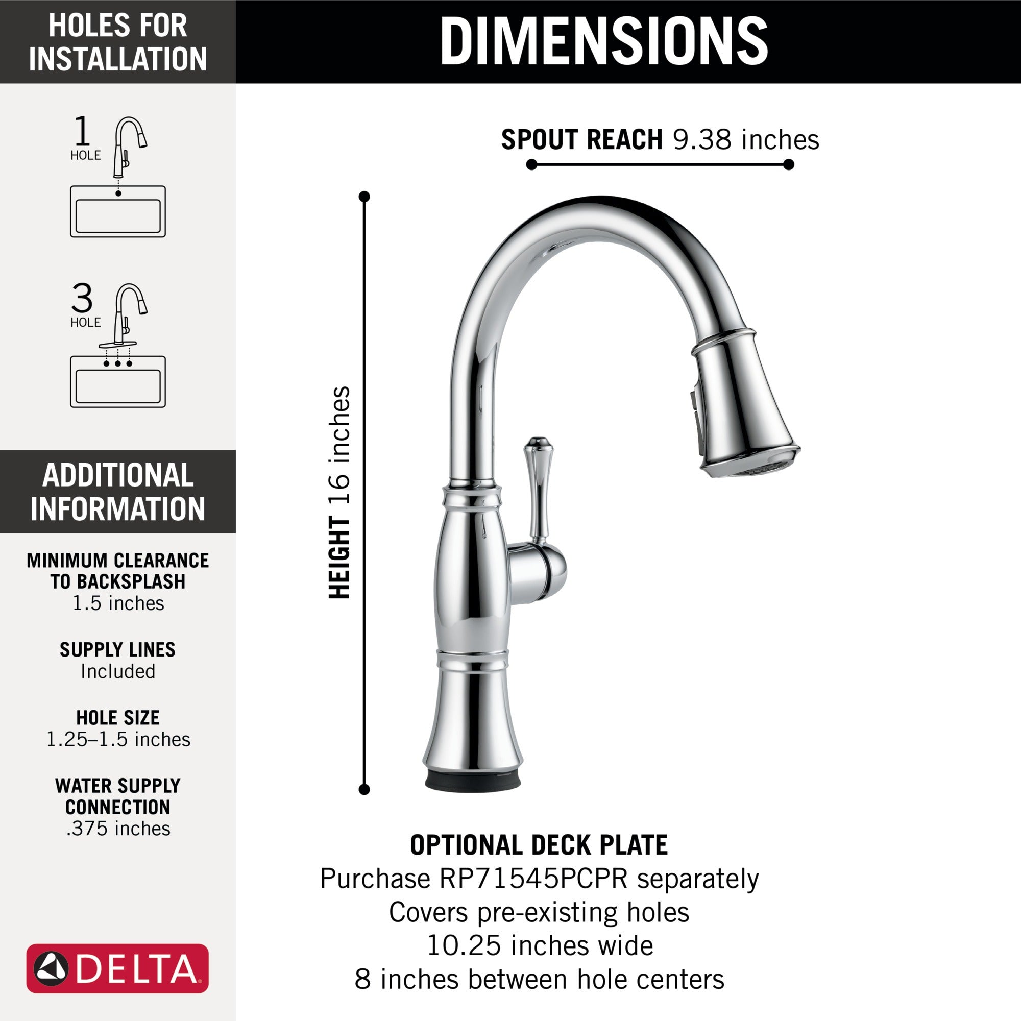 Delta Cassidy® Single Handle Pull-Down Kitchen Faucet with Touch<sub>2</sub>O® and ShieldSpray® Technologies