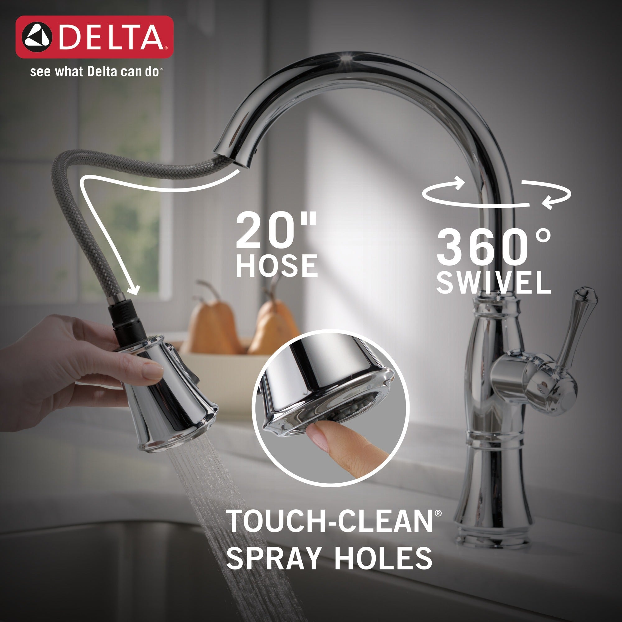 Delta Cassidy® Single Handle Pull-Down Kitchen Faucet with Touch<sub>2</sub>O® and ShieldSpray® Technologies