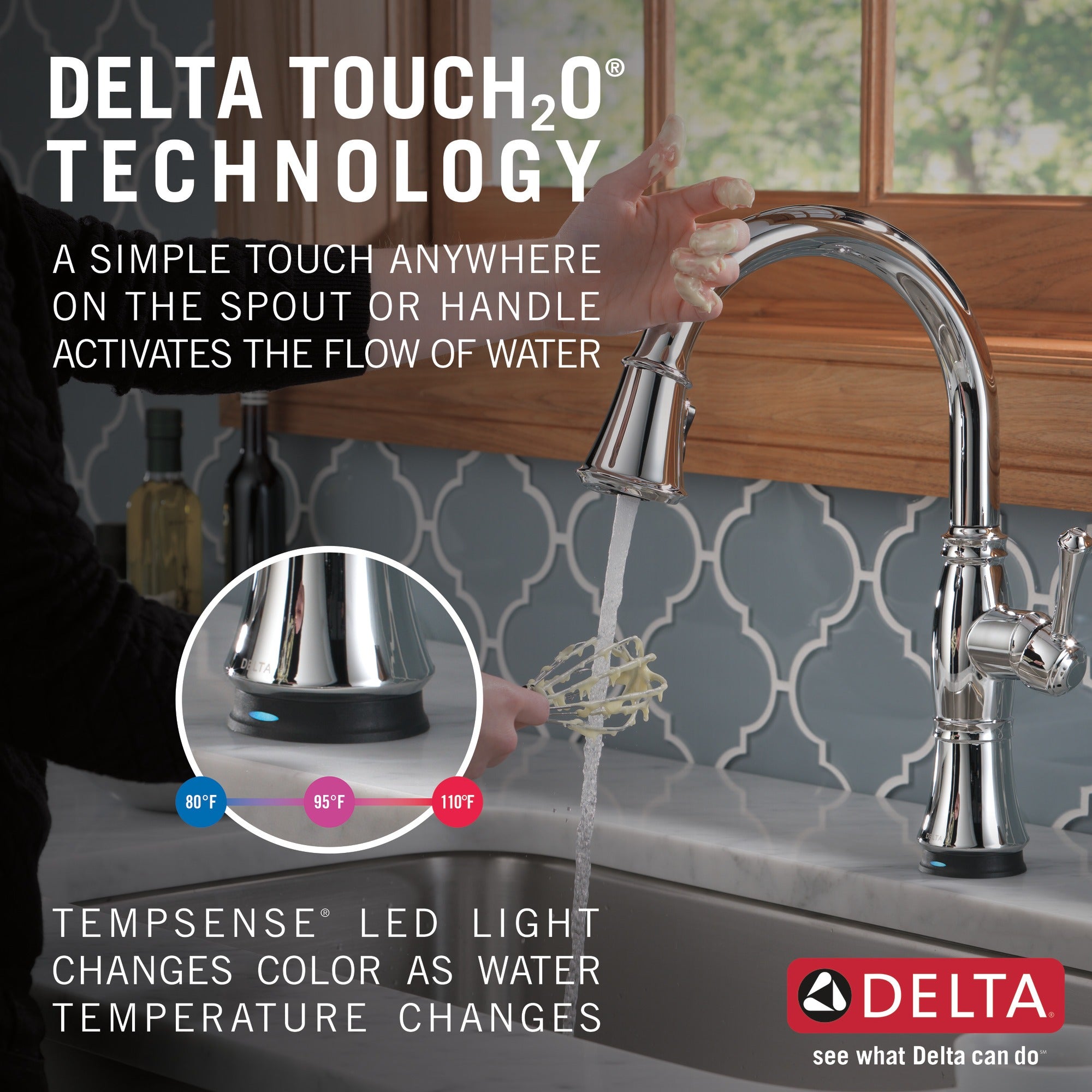 Delta Cassidy® Single Handle Pull-Down Kitchen Faucet with Touch<sub>2</sub>O® and ShieldSpray® Technologies