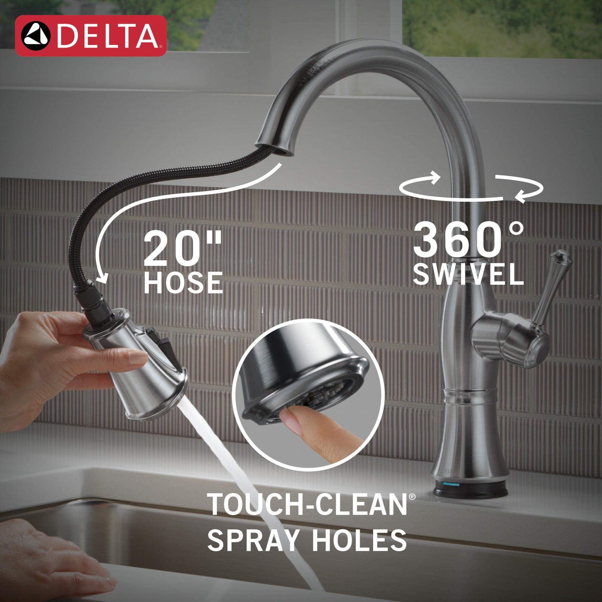 Delta Cassidy® Touch<sub>2</sub>O® Technology Kitchen Faucet with Touchless Technology