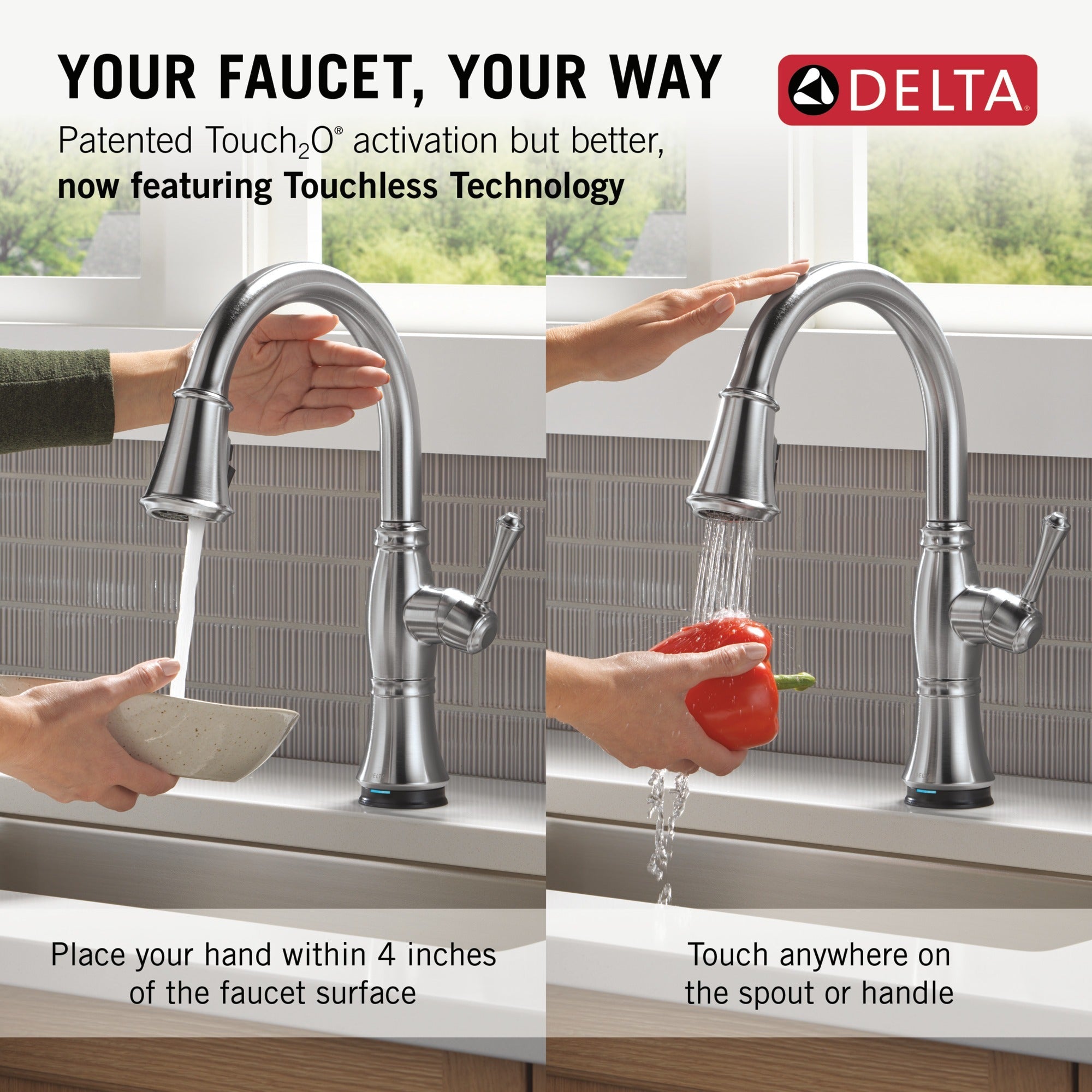 Delta Cassidy® Touch<sub>2</sub>O® Technology Kitchen Faucet with Touchless Technology