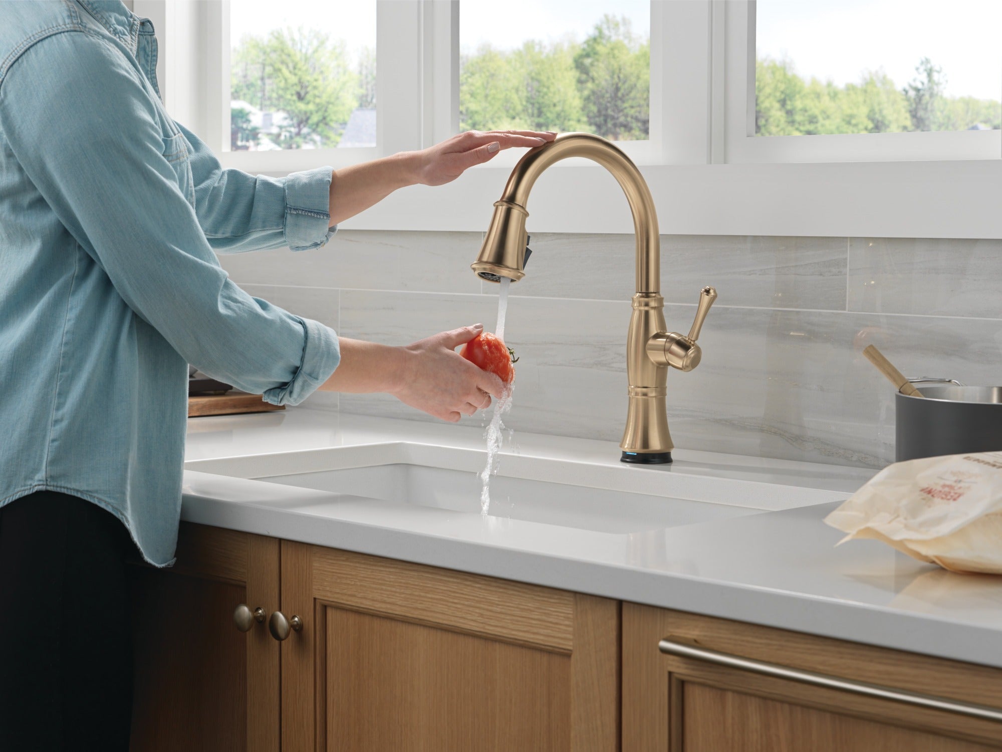 Delta Cassidy® Touch<sub>2</sub>O® Technology Kitchen Faucet with Touchless Technology