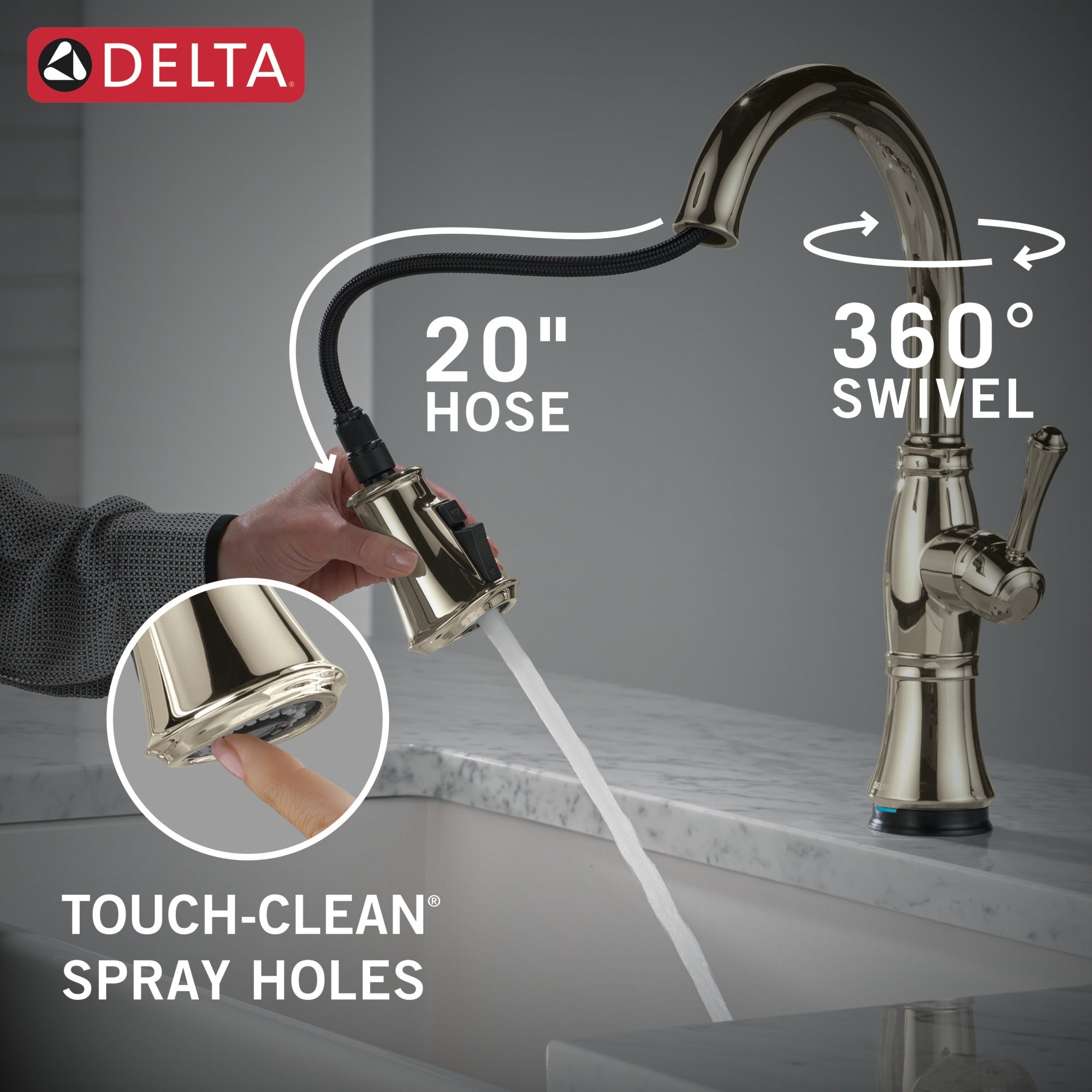 Delta Cassidy® Touch<sub>2</sub>O® Technology Kitchen Faucet with Touchless Technology