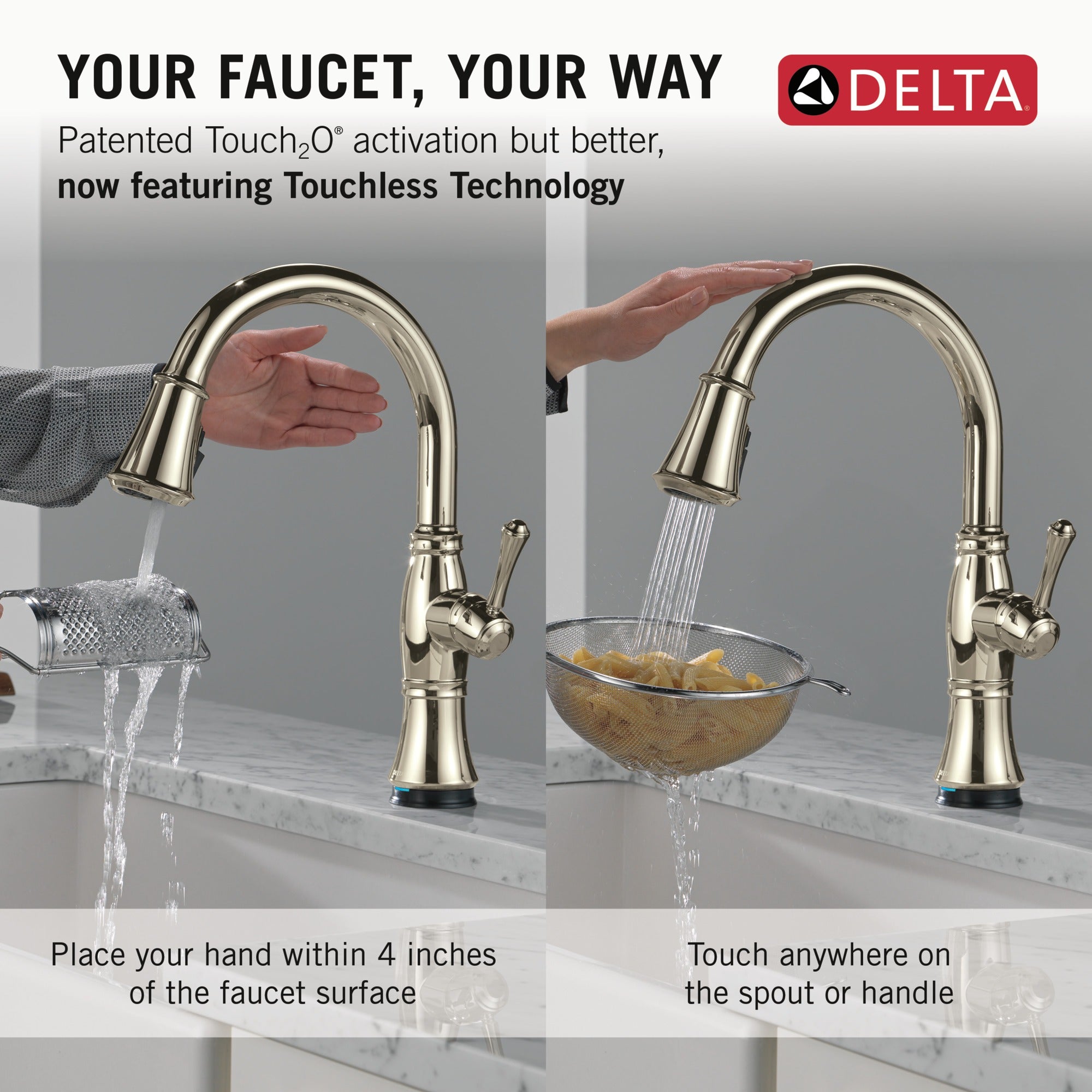 Delta Cassidy® Touch<sub>2</sub>O® Technology Kitchen Faucet with Touchless Technology