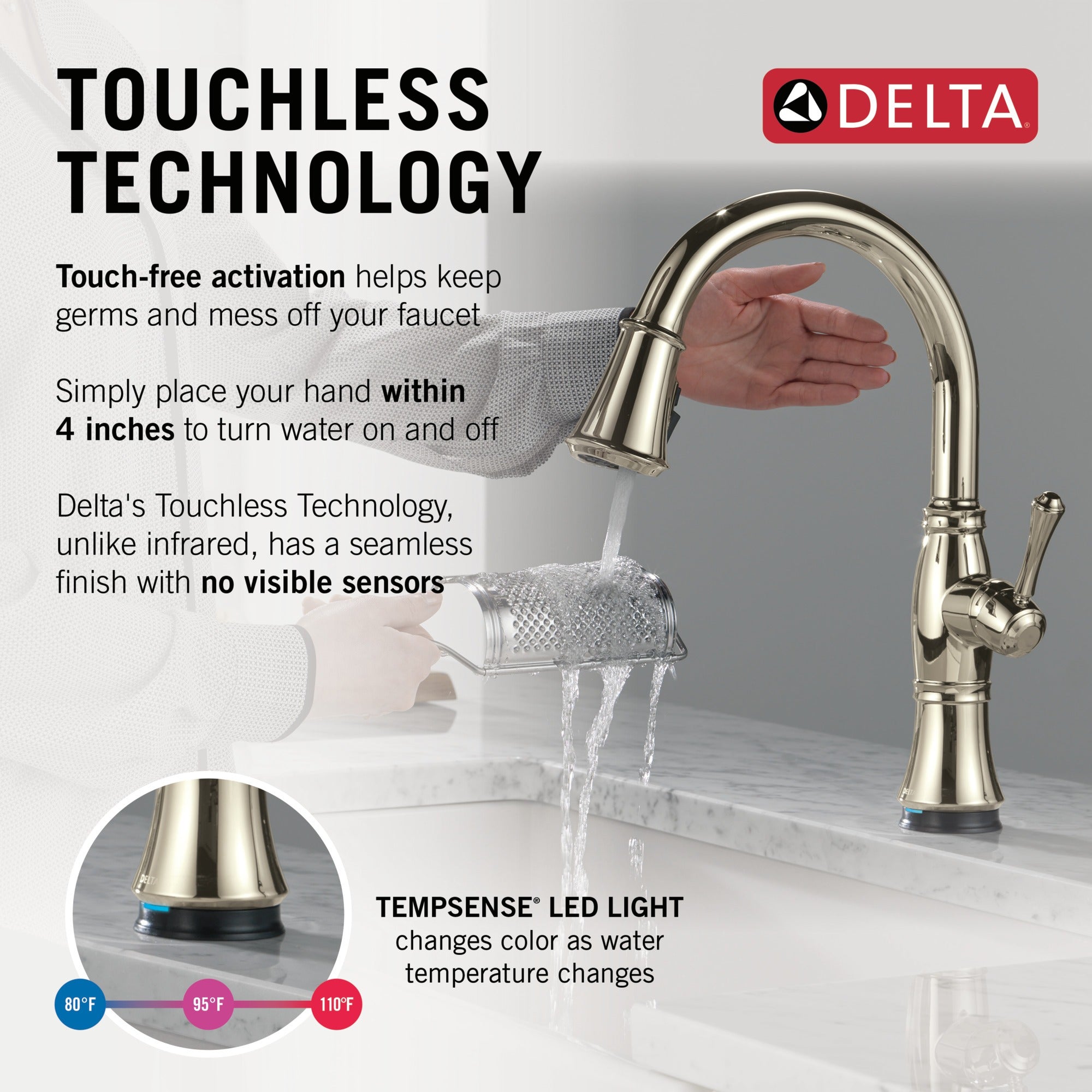 Delta Cassidy® Touch<sub>2</sub>O® Technology Kitchen Faucet with Touchless Technology