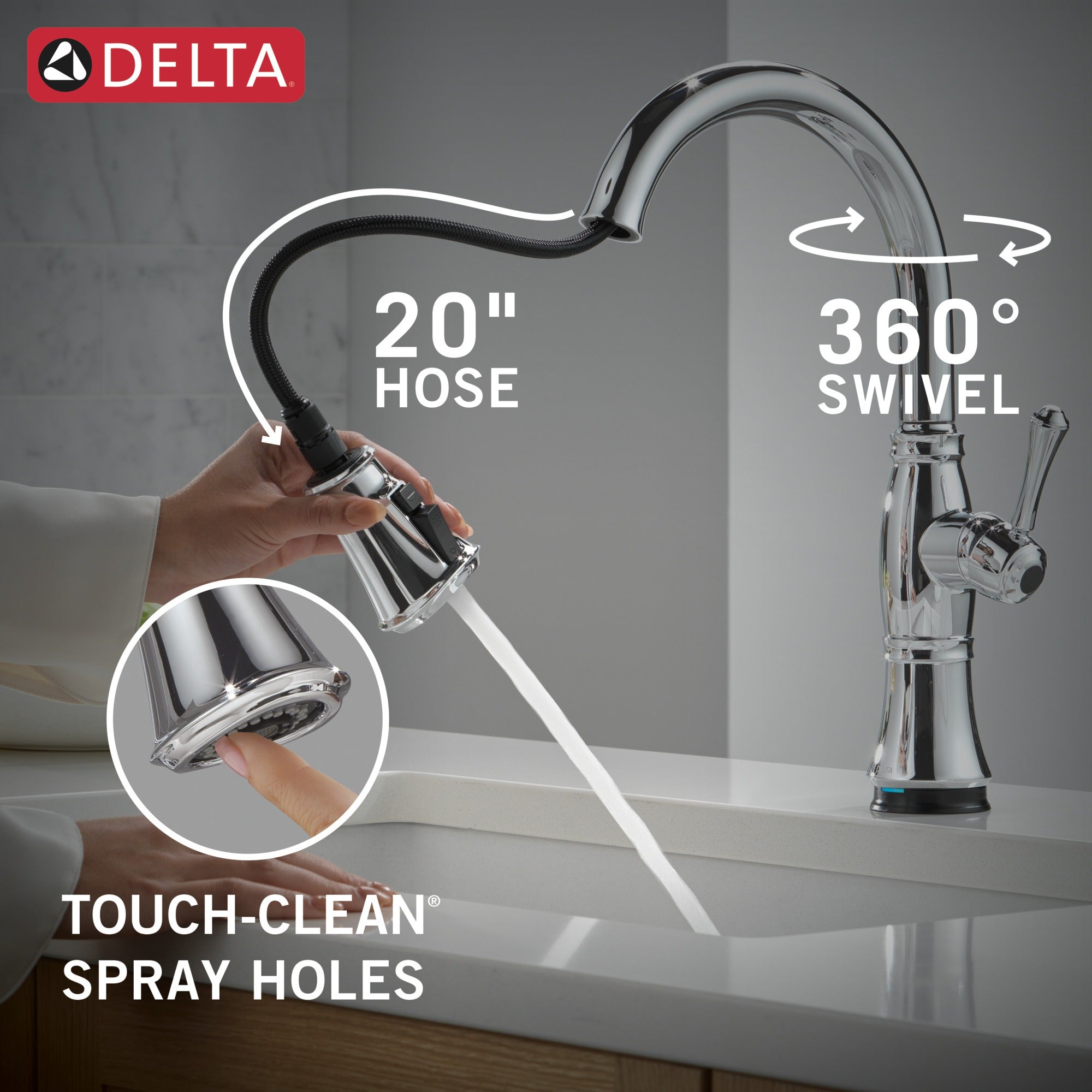 Delta Cassidy® Touch<sub>2</sub>O® Technology Kitchen Faucet with Touchless Technology