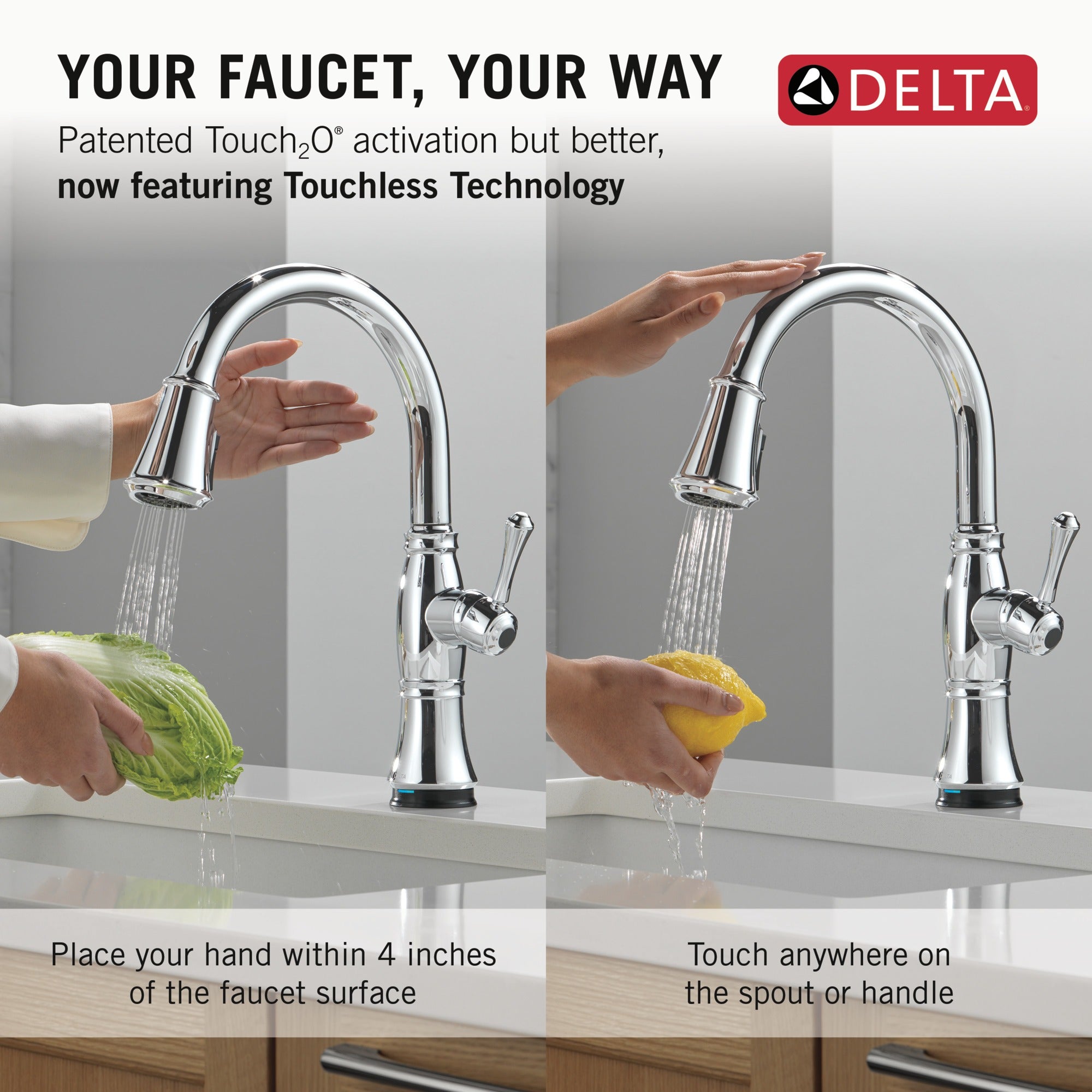 Delta Cassidy® Touch<sub>2</sub>O® Technology Kitchen Faucet with Touchless Technology