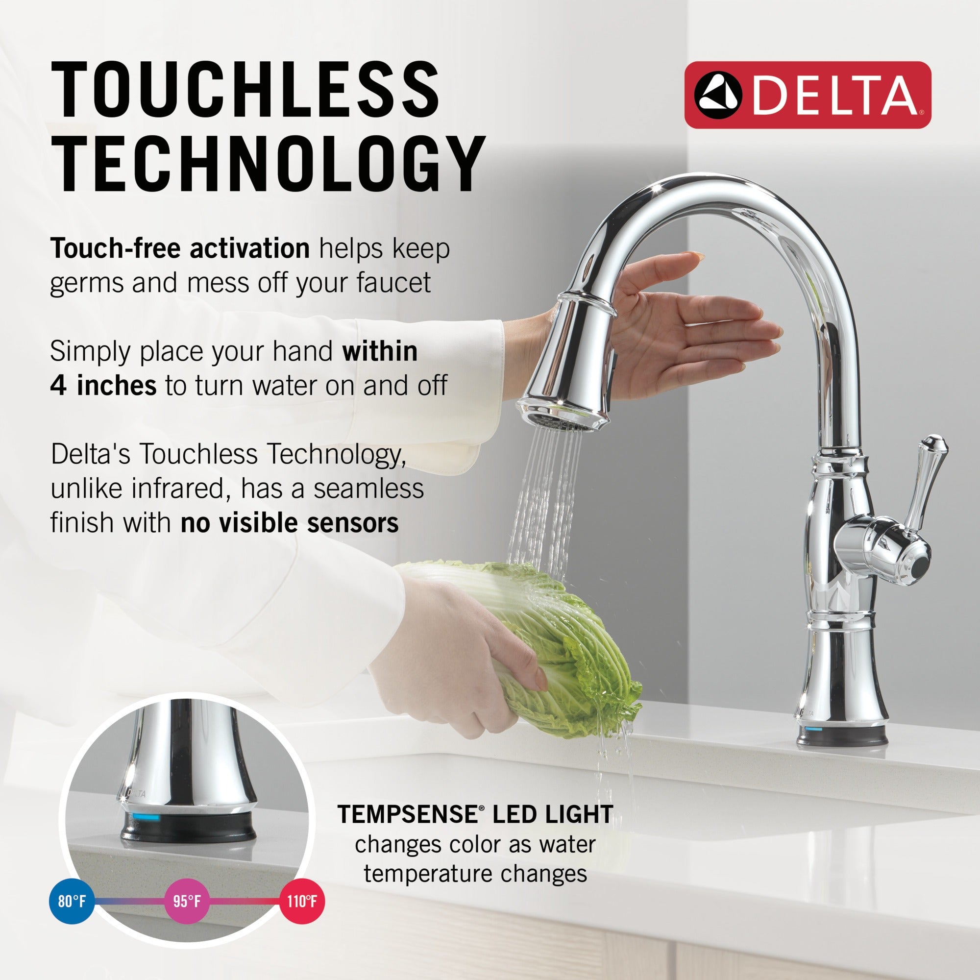Delta Cassidy® Touch<sub>2</sub>O® Technology Kitchen Faucet with Touchless Technology