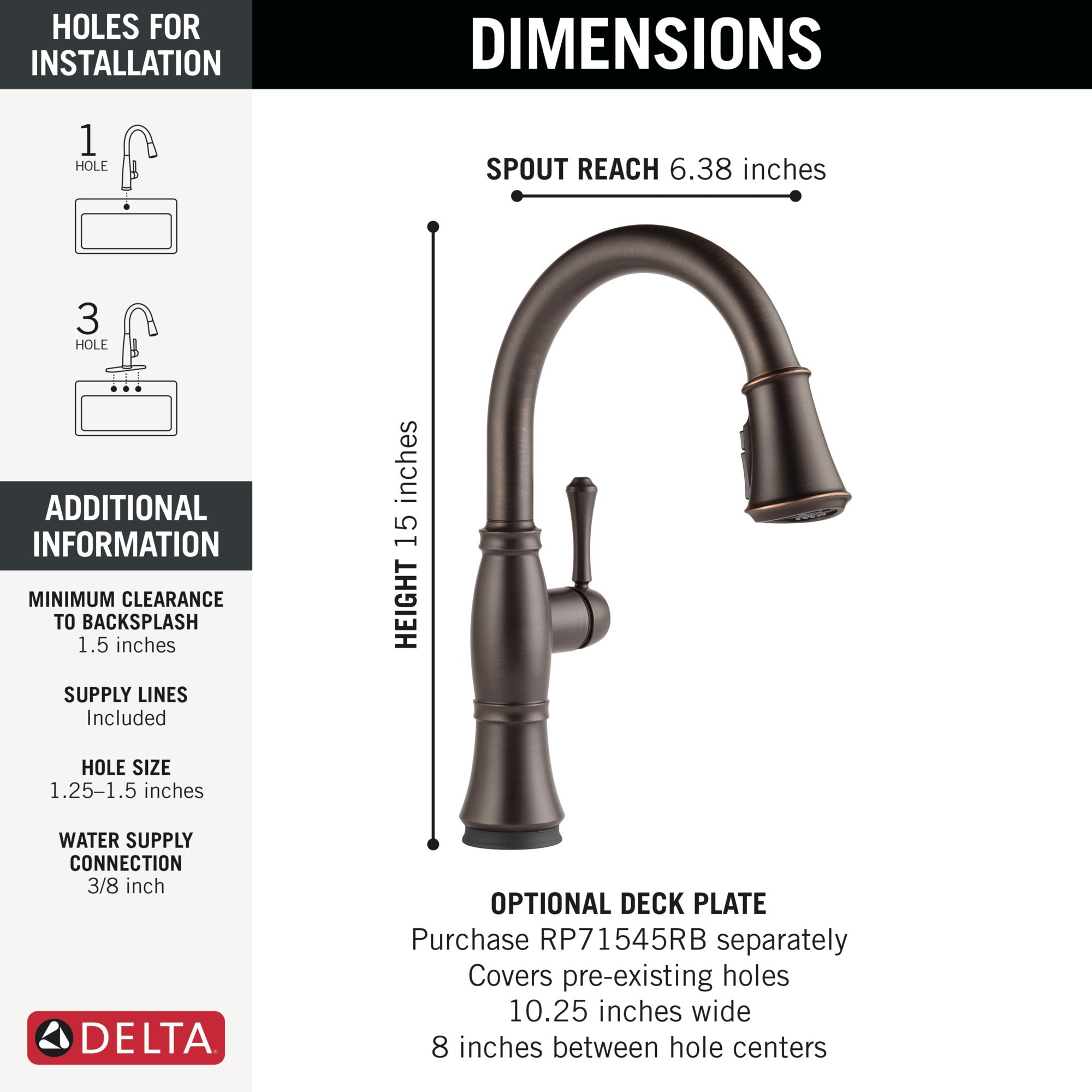 Delta Cassidy® Touch<sub>2</sub>O® Technology Kitchen Faucet with Touchless Technology