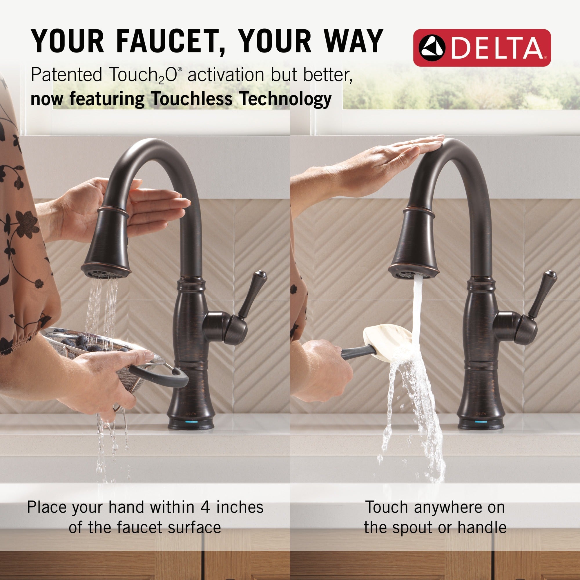 Delta Cassidy® Touch<sub>2</sub>O® Technology Kitchen Faucet with Touchless Technology