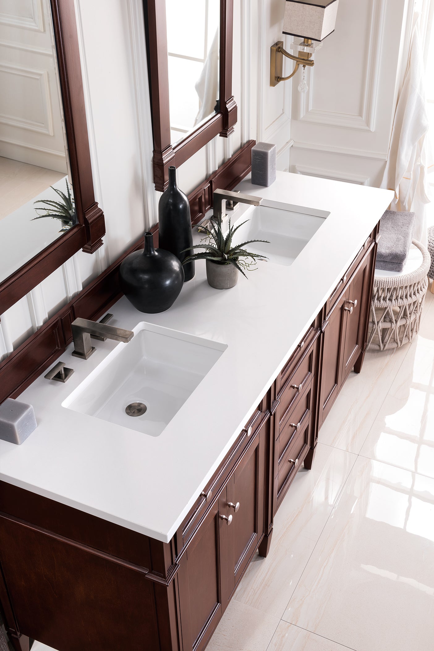 James Martin Brittany 72" Double Vanity in Burnished Mahogany with 3cm Countertop