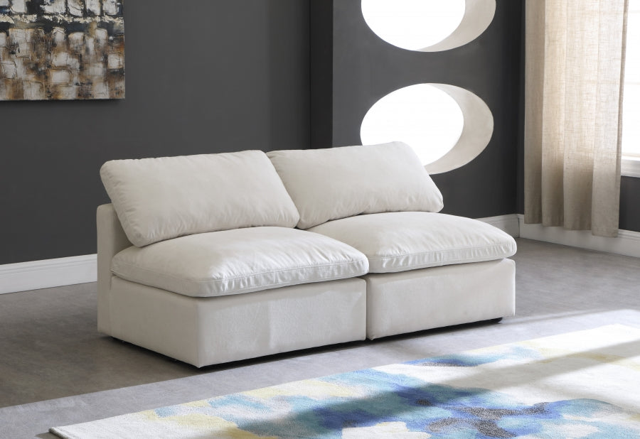 Plush 70" Velvet Upholstered Standard Comfort 2pc. Armless Modular Loveseat