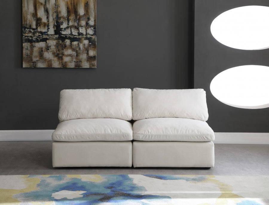 Plush 70" Velvet Upholstered Standard Comfort 2pc. Armless Modular Loveseat