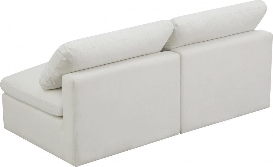 Plush 70" Velvet Upholstered Standard Comfort 2pc. Armless Modular Loveseat