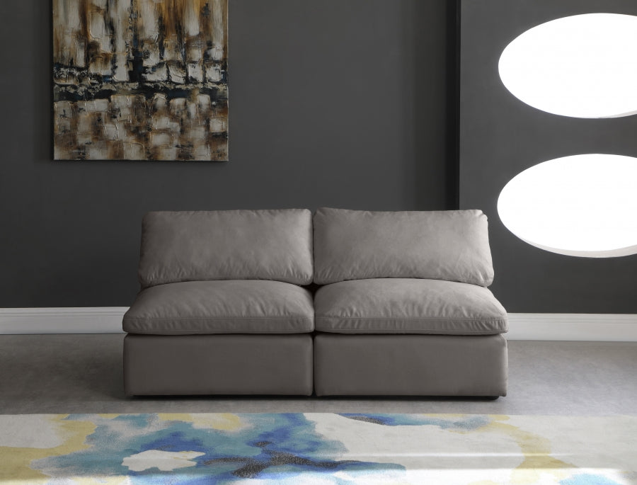 Plush 70" Velvet Upholstered Standard Comfort 2pc. Armless Modular Loveseat