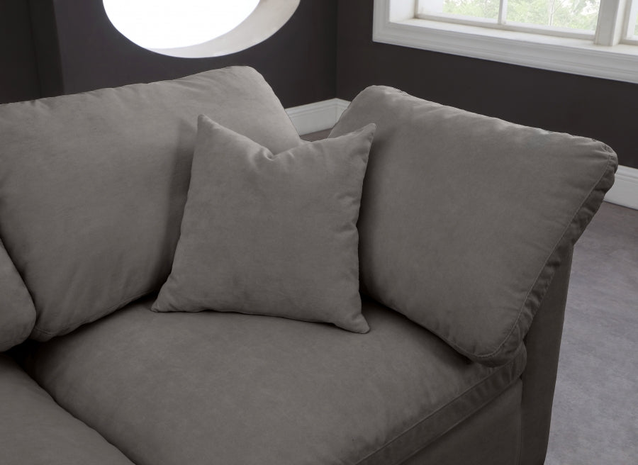 Plush 70" Velvet Upholstered Standard Comfort 2pc. Armless Modular Loveseat