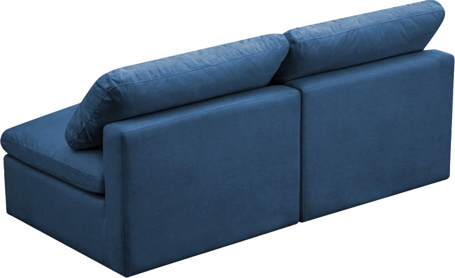 Plush 70" Velvet Upholstered Standard Comfort 2pc. Armless Modular Loveseat