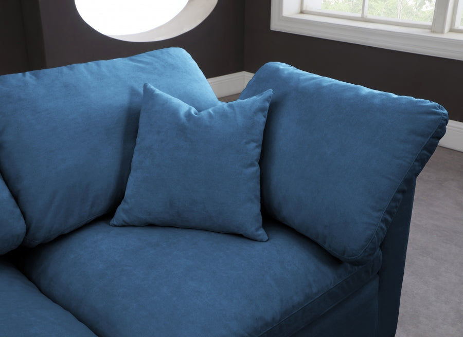 Plush 70" Velvet Upholstered Standard Comfort 2pc. Armless Modular Loveseat