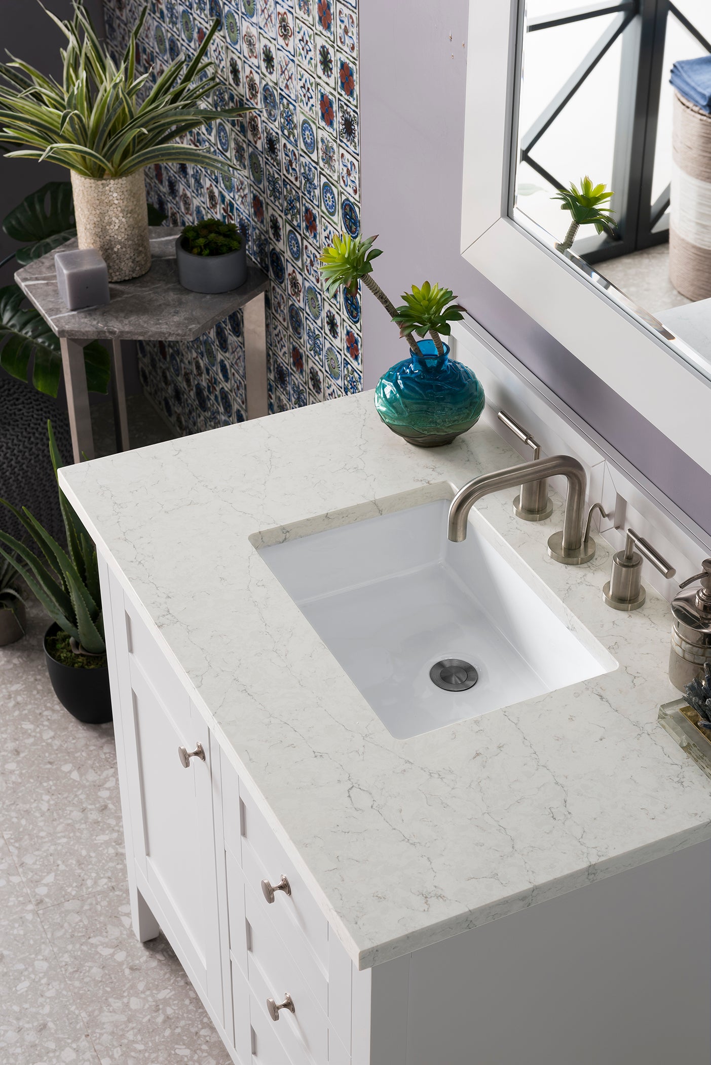 James Martin Palisades 36" Single Vanity in Bright White with 3cm Countertop