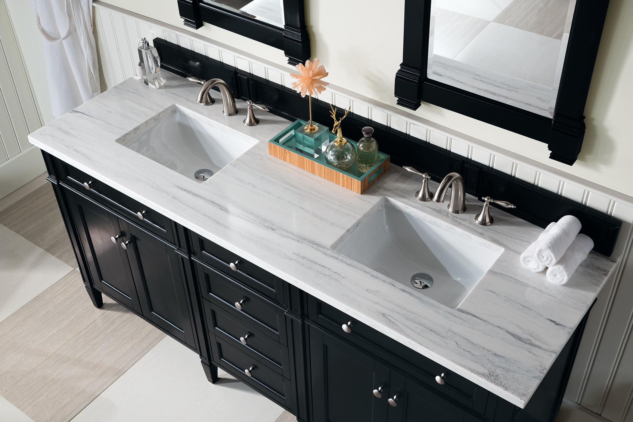 James Martin Brittany 72" Double Vanity in Black Onyx with 3cm Countertop