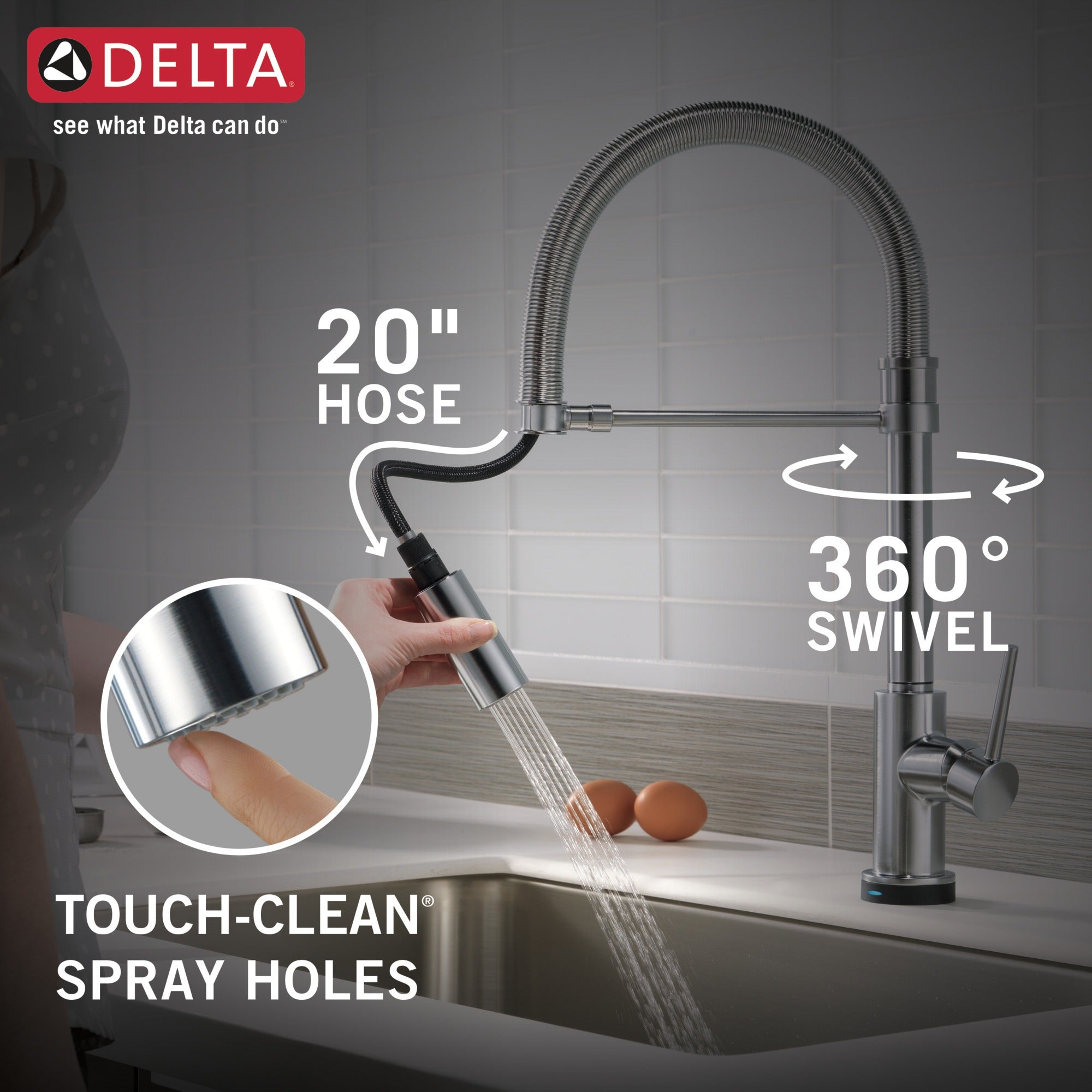 Delta Trinsic® Single-Handle Pull-Down Spring Kitchen Faucet with Touch<sub>2</sub>O® Technology