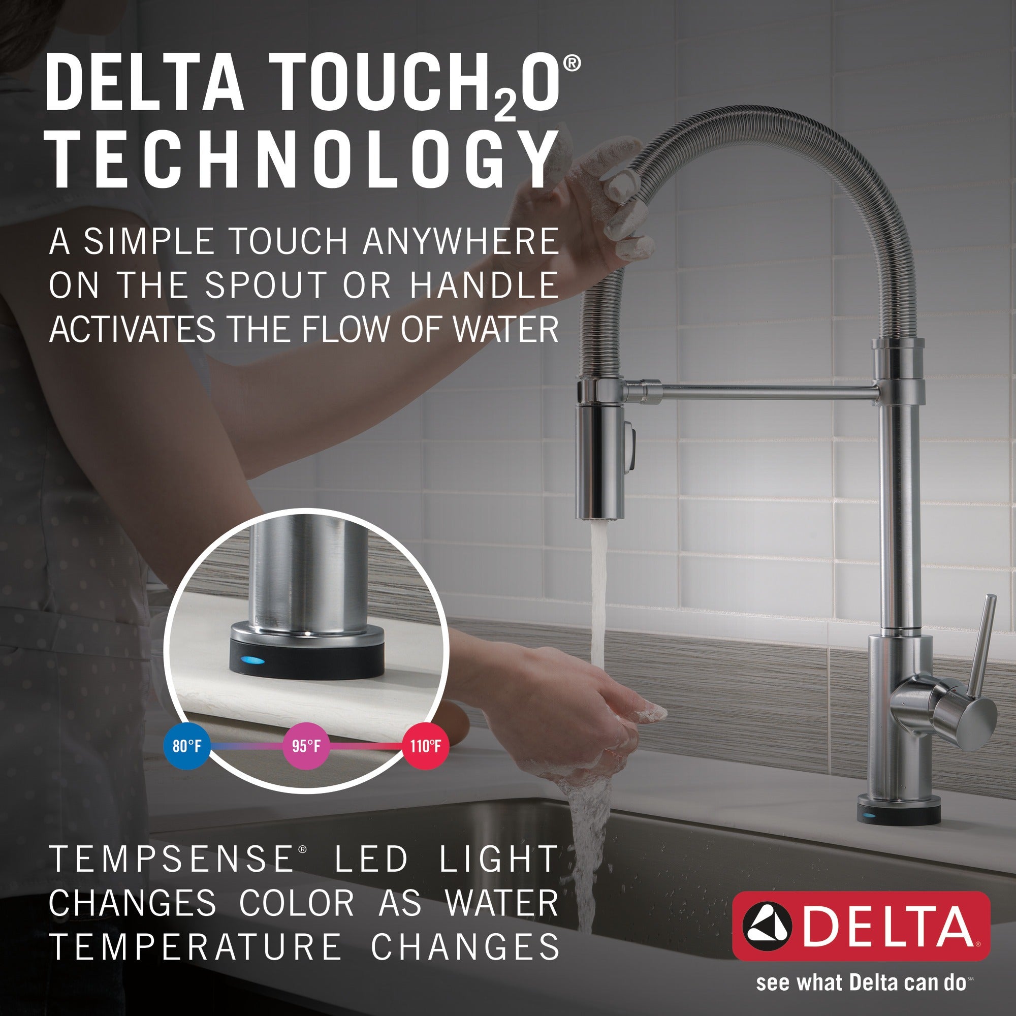 Delta Trinsic® Single-Handle Pull-Down Spring Kitchen Faucet with Touch<sub>2</sub>O® Technology