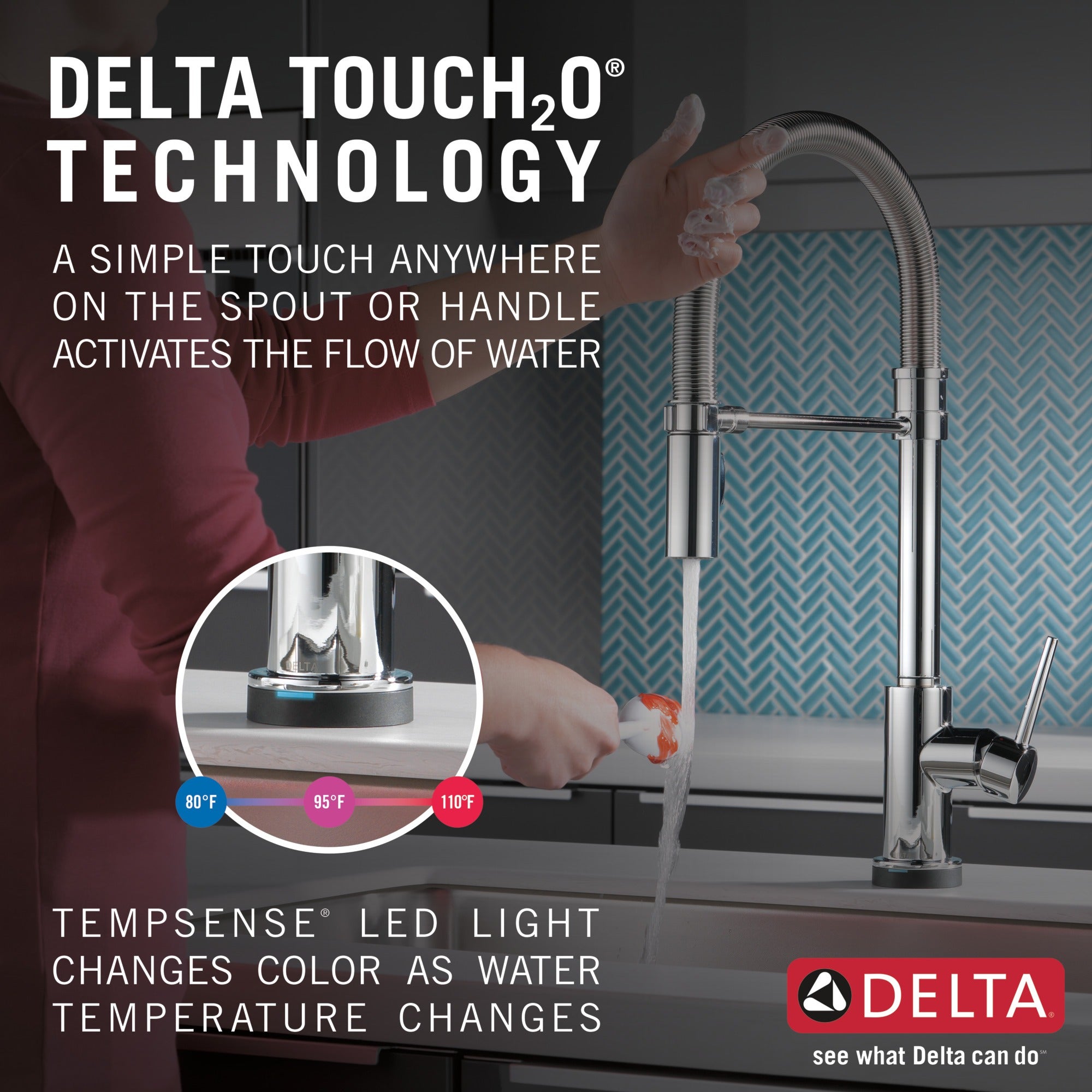 Delta Trinsic® Single-Handle Pull-Down Spring Kitchen Faucet with Touch<sub>2</sub>O® Technology