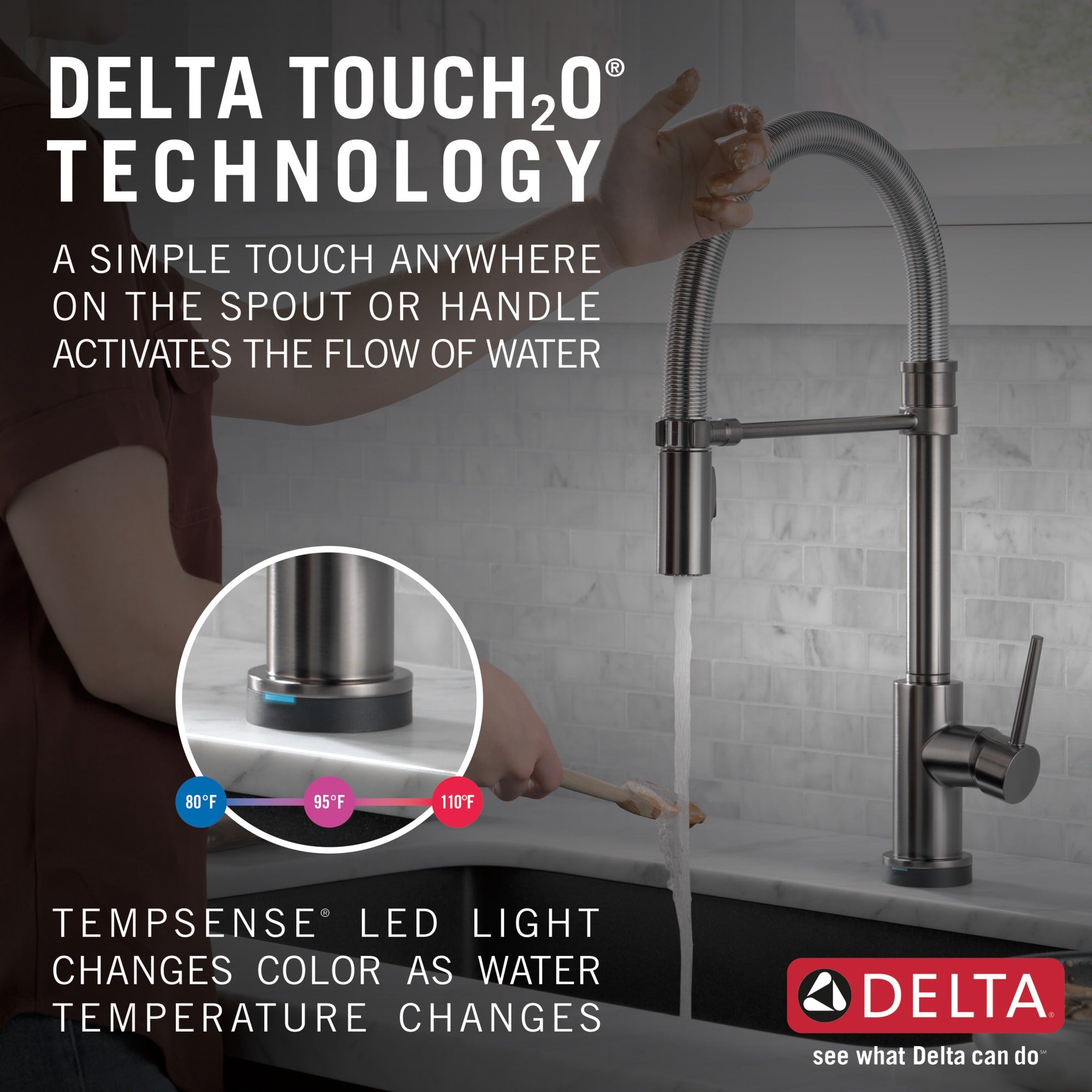 Delta Trinsic® Single-Handle Pull-Down Spring Kitchen Faucet with Touch<sub>2</sub>O® Technology