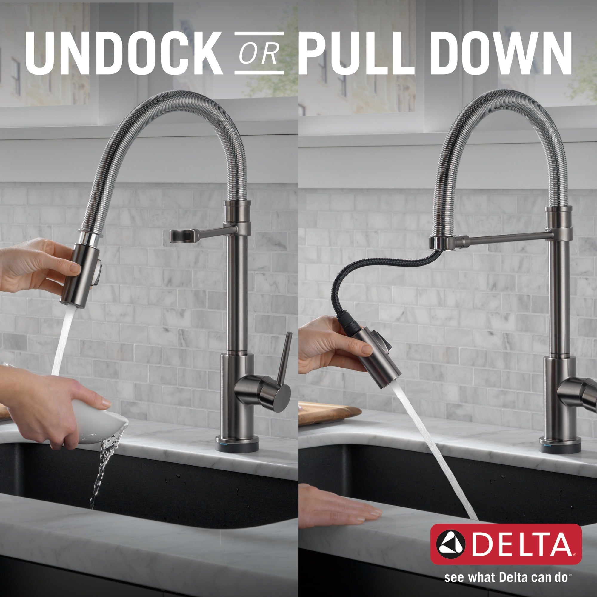 Delta Trinsic® Single-Handle Pull-Down Spring Kitchen Faucet with Touch<sub>2</sub>O® Technology