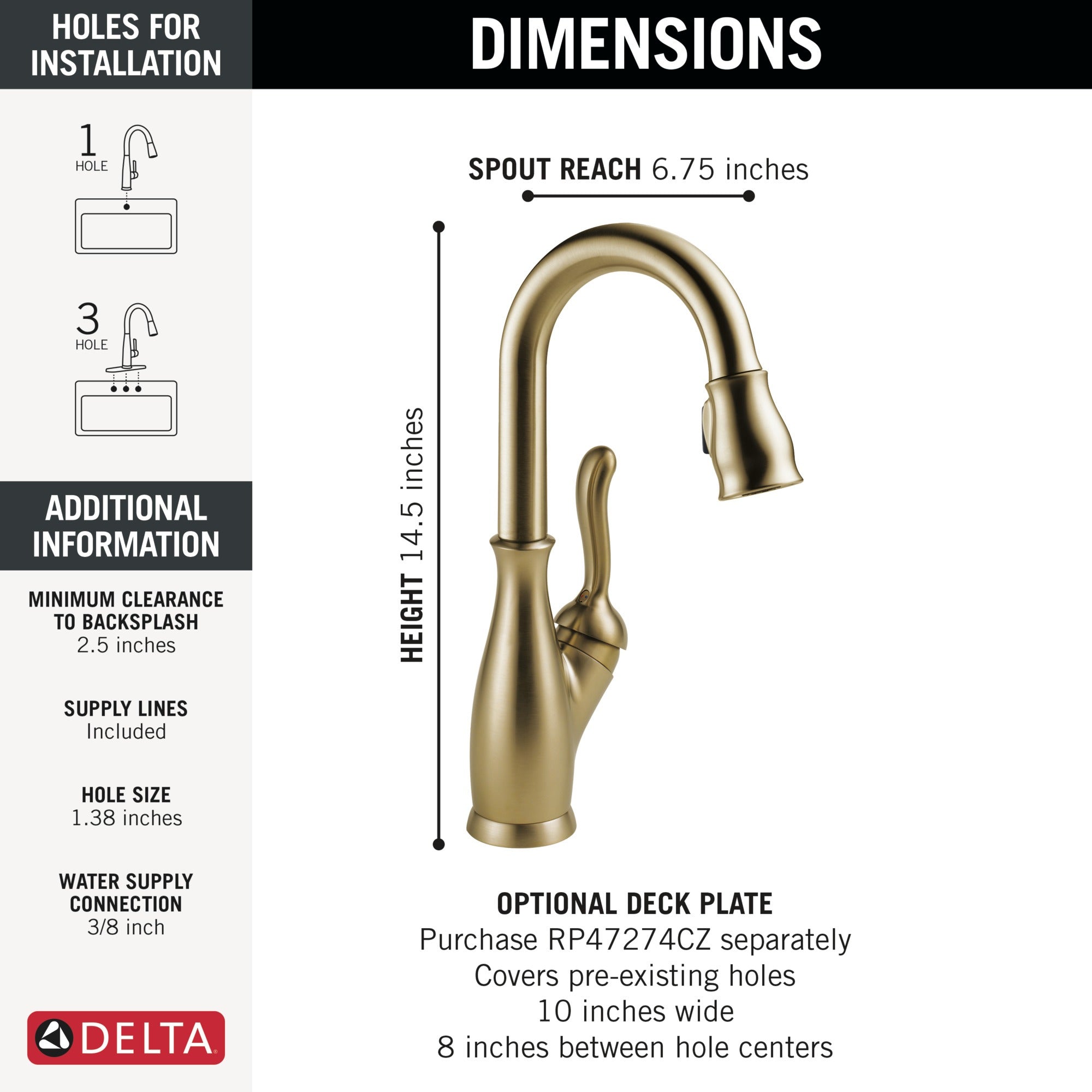 Delta Leland® Single Handle Pull-Down Bar/Prep Faucet