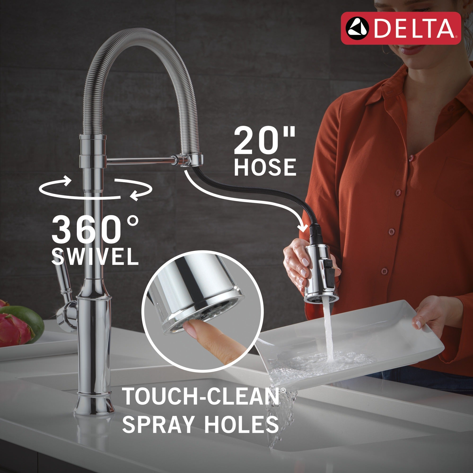 Delta Renaldi™ Single-Handle Pull-Down Spring Kitchen Faucet