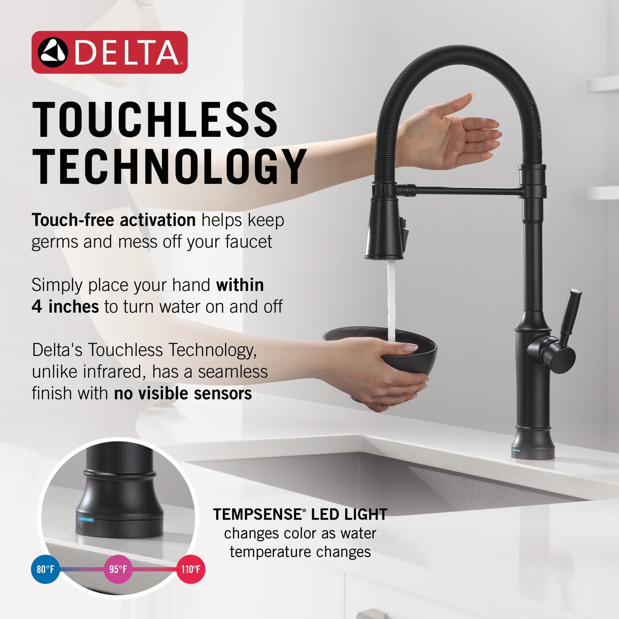 Delta Renaldi™ Touch2O® Technology Kitchen Faucet with Touchless Technology