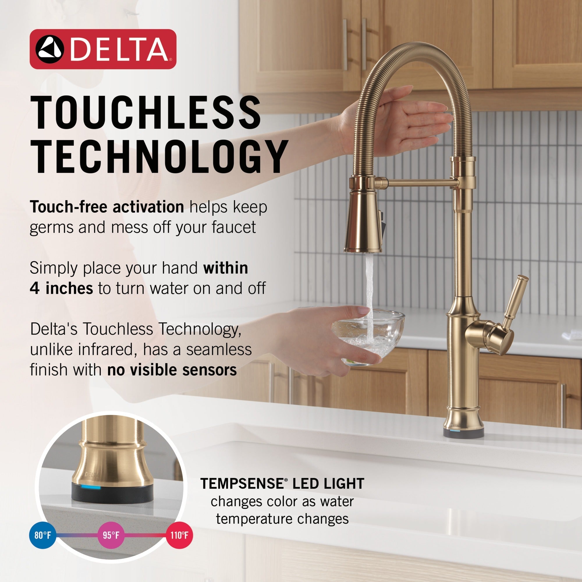 Delta Renaldi™ Touch2O® Technology Kitchen Faucet with Touchless Technology