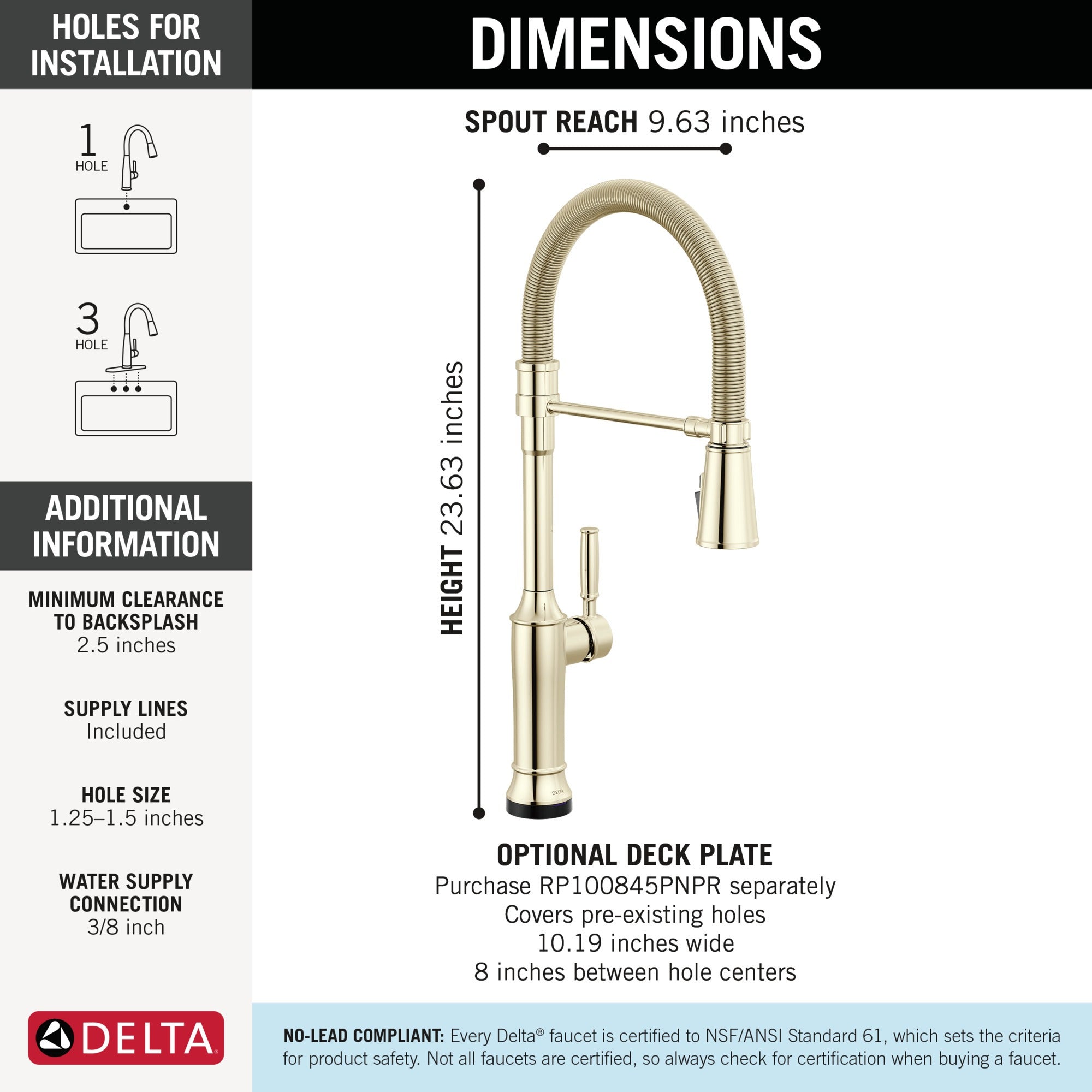 Delta Renaldi™ Touch2O® Technology Kitchen Faucet with Touchless Technology