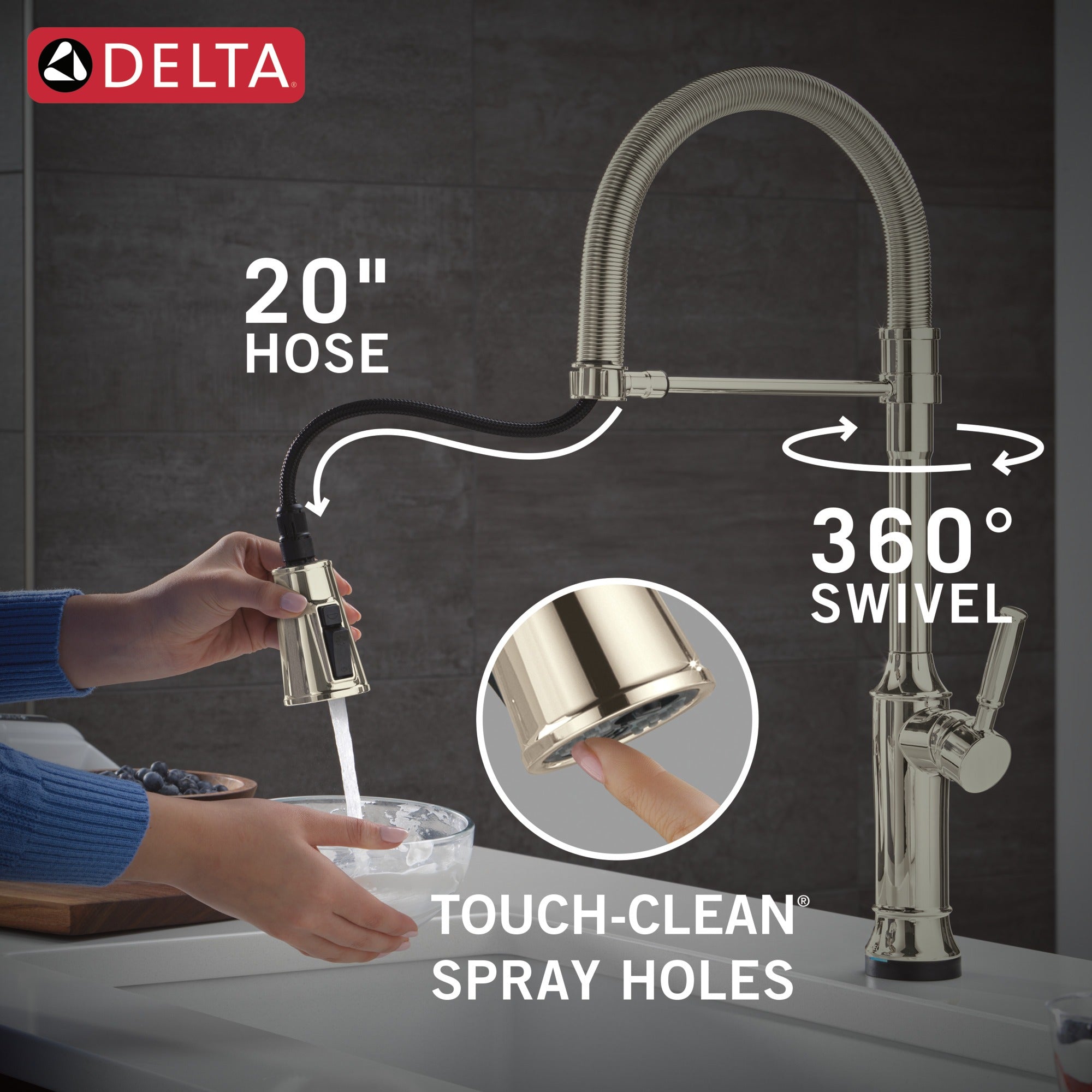 Delta Renaldi™ Touch2O® Technology Kitchen Faucet with Touchless Technology