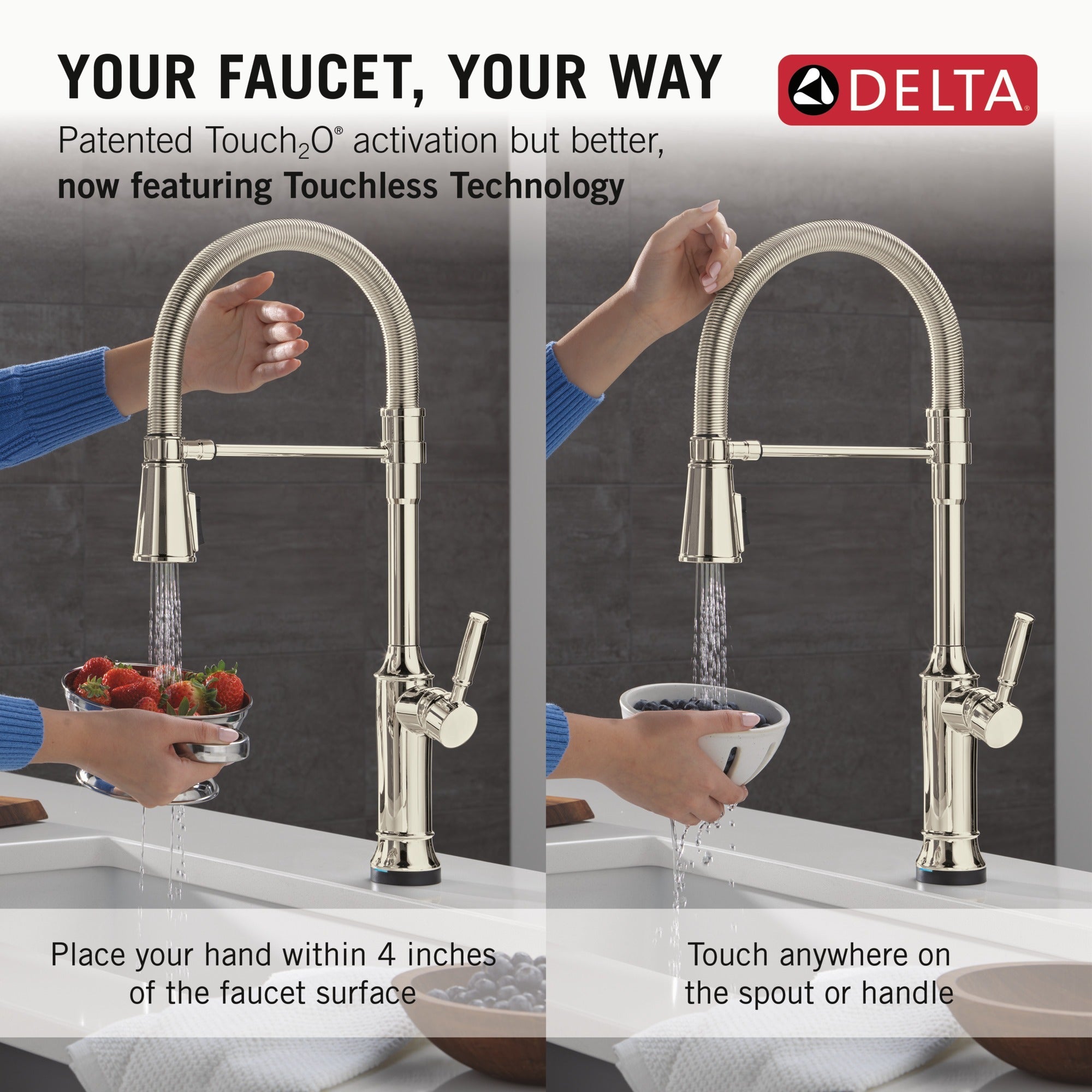 Delta Renaldi™ Touch2O® Technology Kitchen Faucet with Touchless Technology