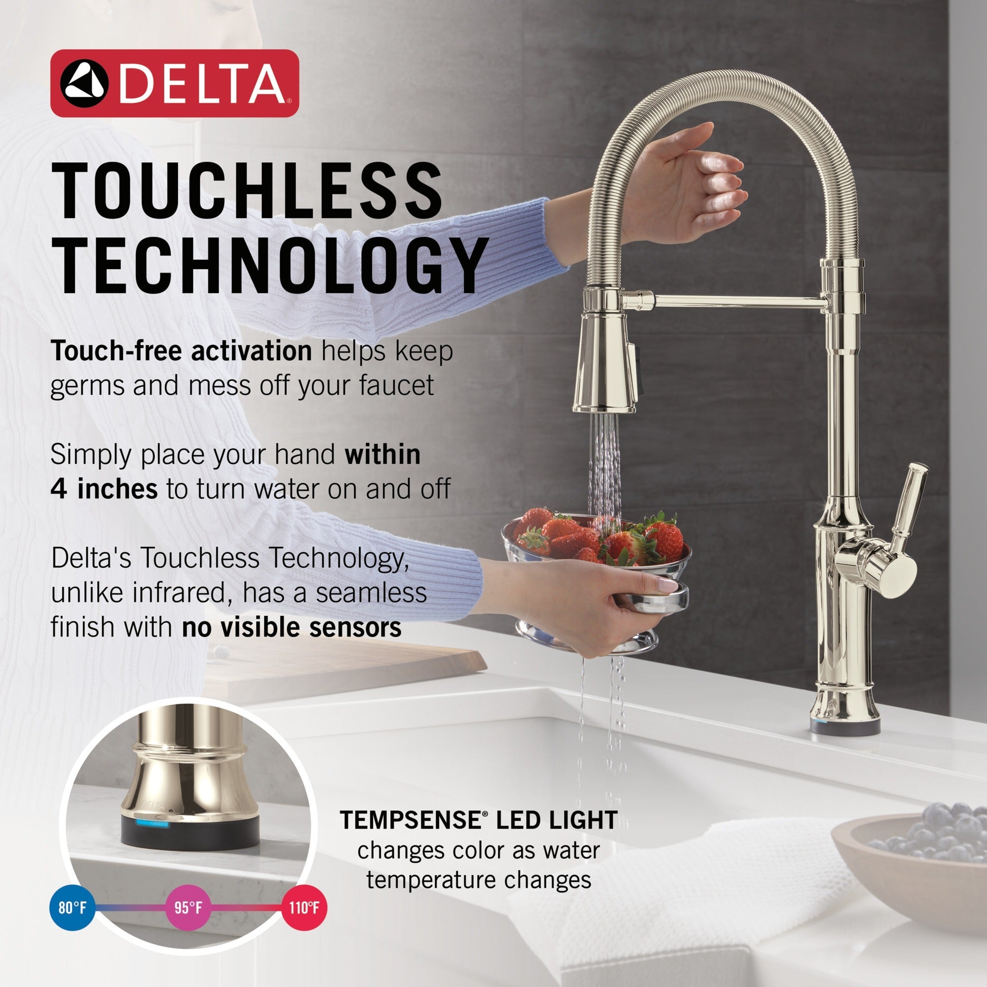 Delta Renaldi™ Touch2O® Technology Kitchen Faucet with Touchless Technology