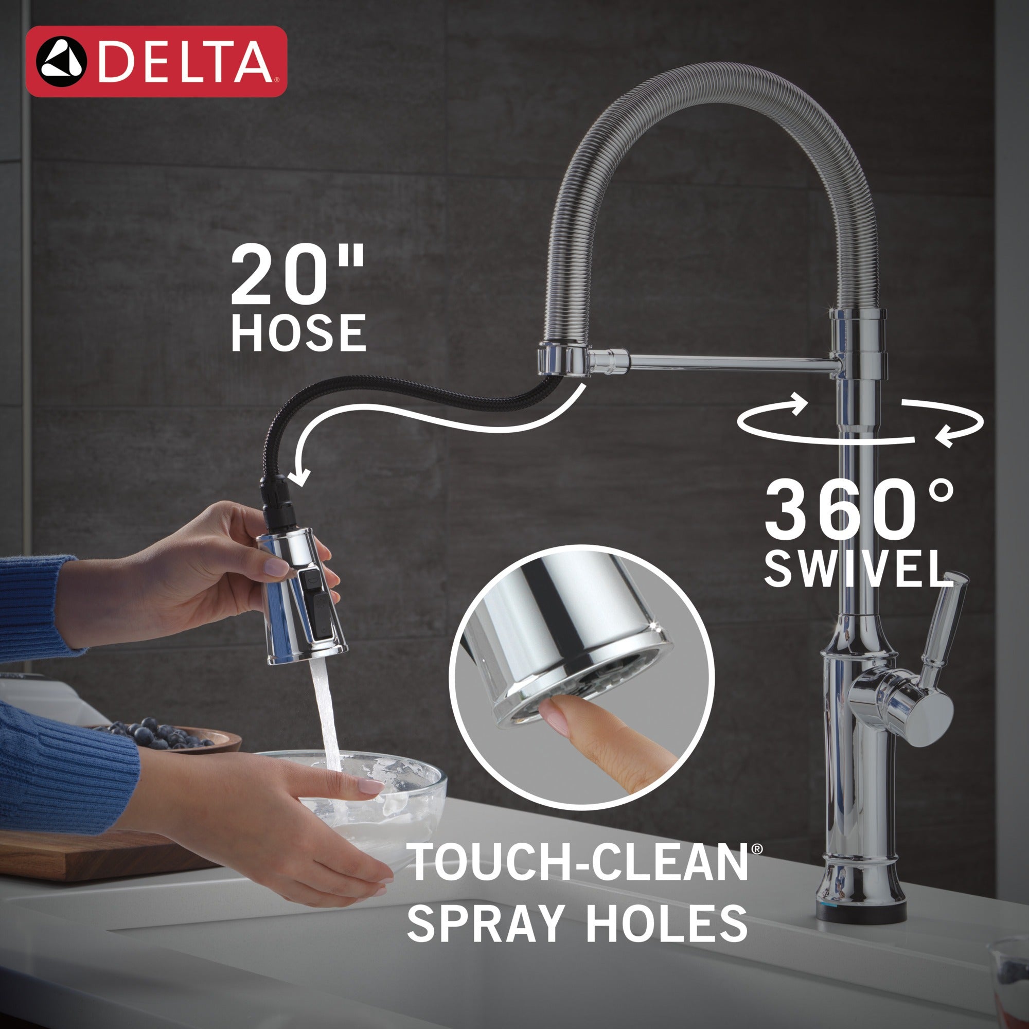 Delta Renaldi™ Touch2O® Technology Kitchen Faucet with Touchless Technology