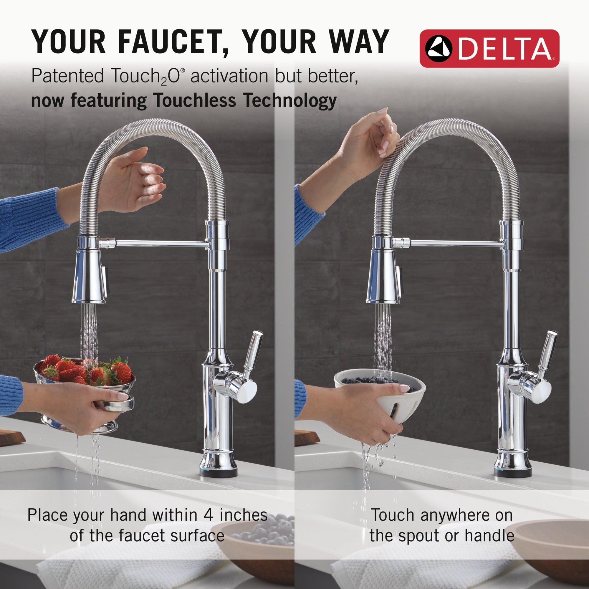Delta Renaldi™ Touch2O® Technology Kitchen Faucet with Touchless Technology
