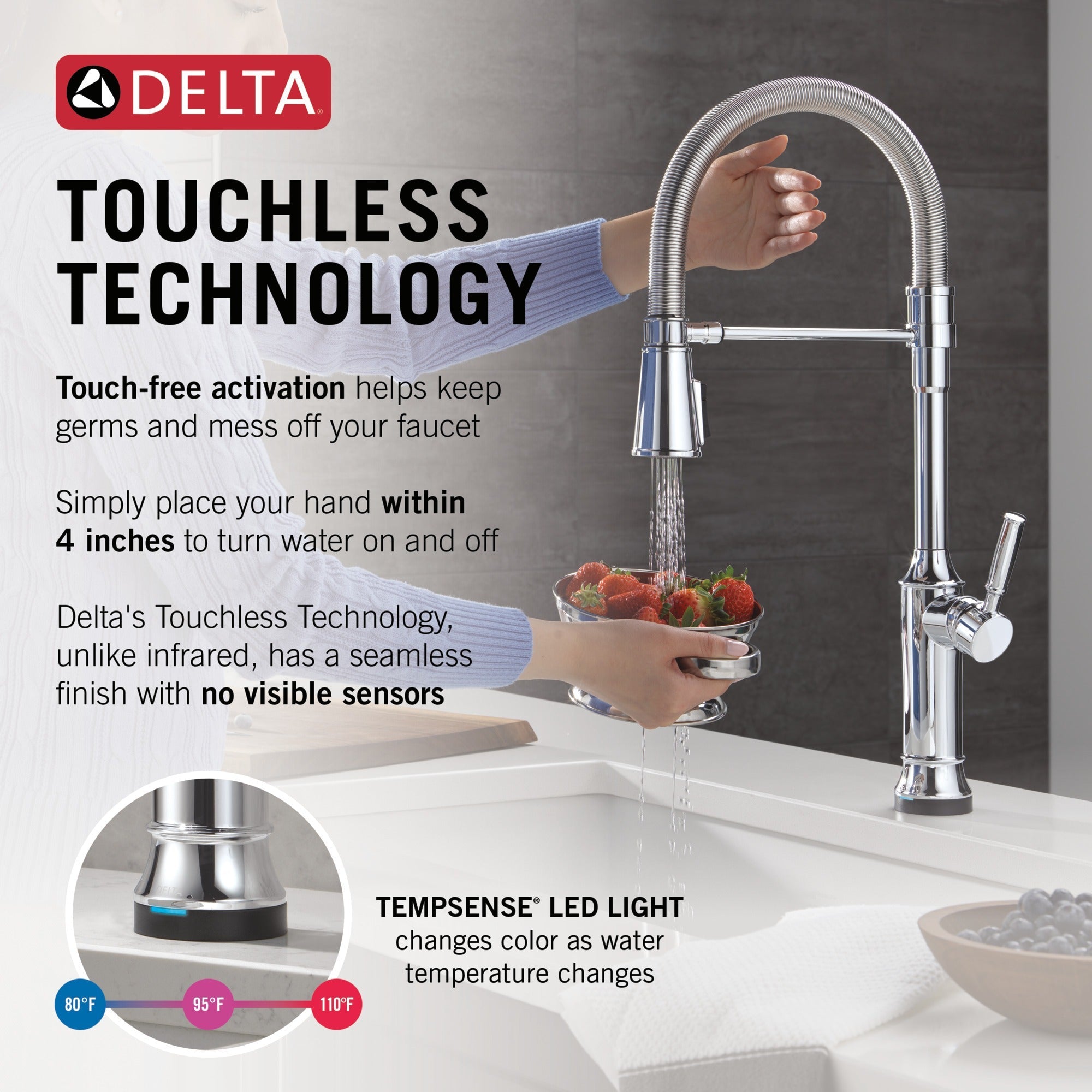 Delta Renaldi™ Touch2O® Technology Kitchen Faucet with Touchless Technology