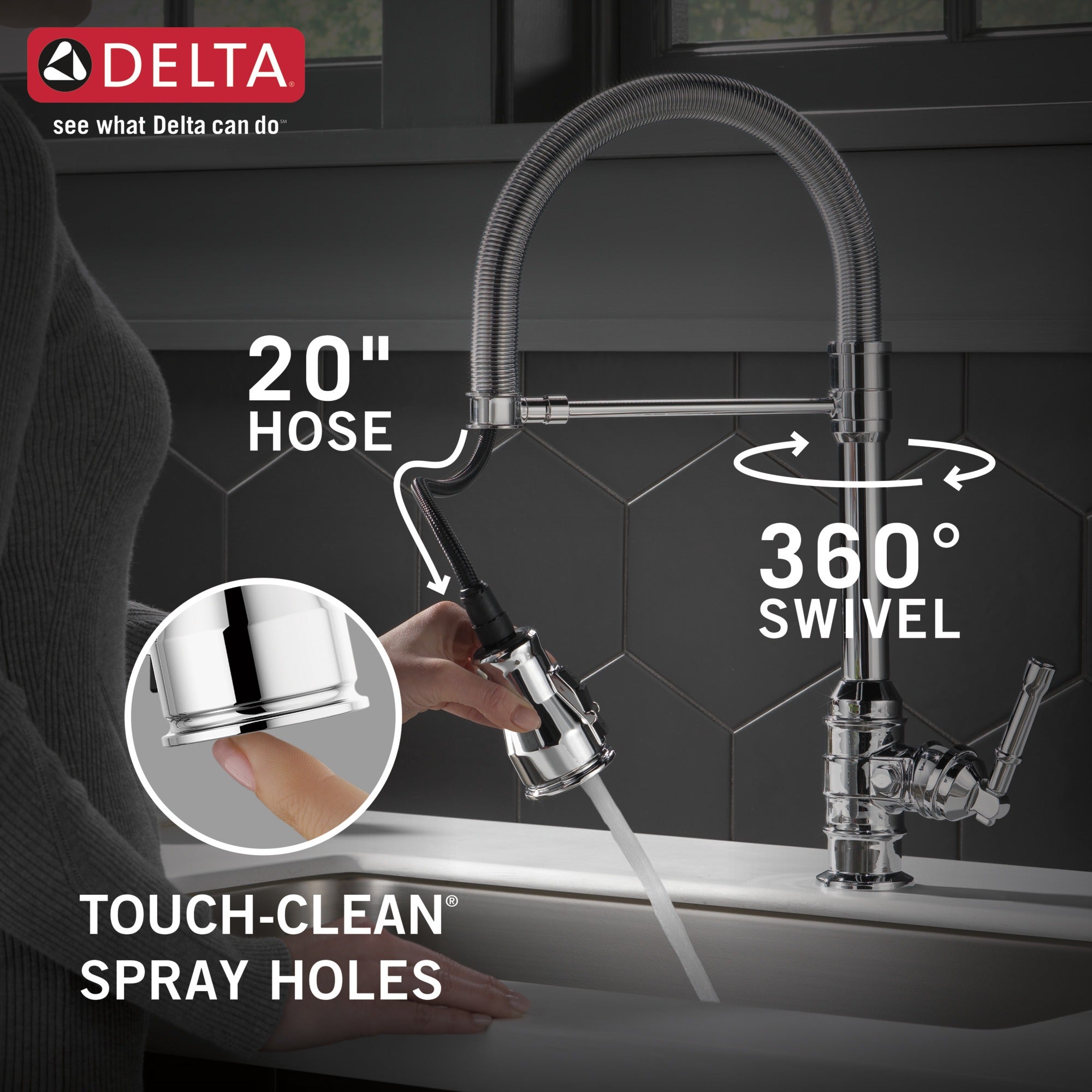 Delta Broderick® Single Handle Pull-Down Kitchen Faucet With Spring Spout