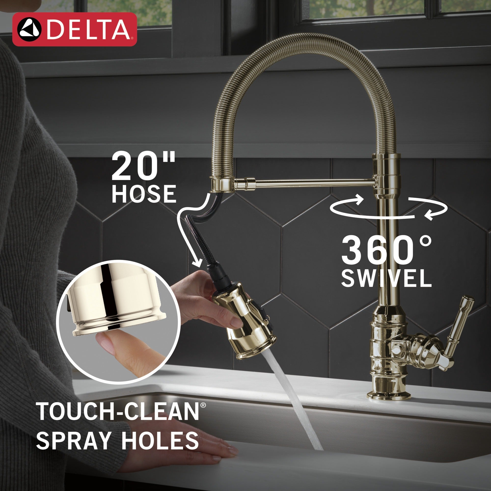 Delta Broderick® Single Handle Pull-Down Kitchen Faucet With Spring Spout