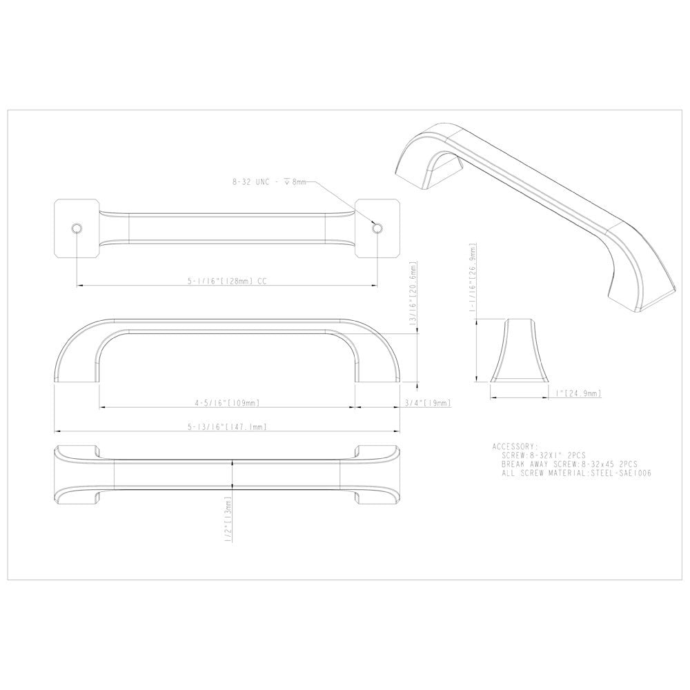 Hardware Resources 96 mm Center-to-Center Satin Nickel Square Marlo Cabinet Pull