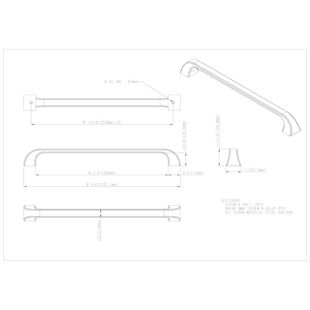 Hardware Resources 96 mm Center-to-Center Satin Nickel Square Marlo Cabinet Pull