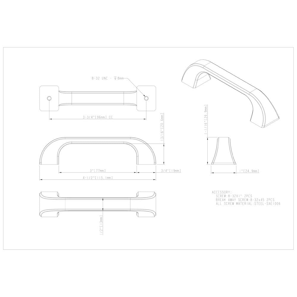 Hardware Resources 96 mm Center-to-Center Satin Nickel Square Marlo Cabinet Pull
